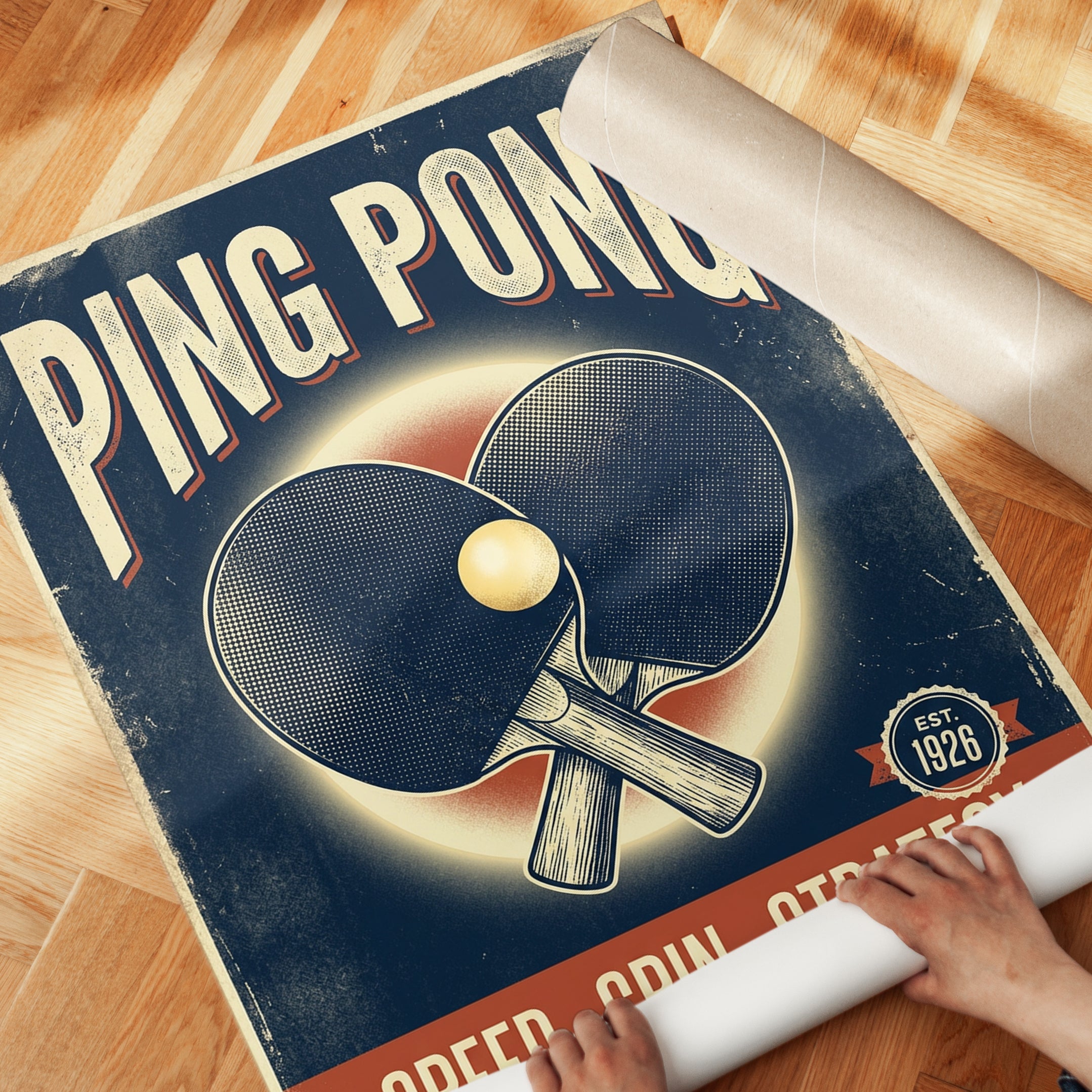 Vintage Ping Pong Poster: Retro Table Tennis Wall Art - detail