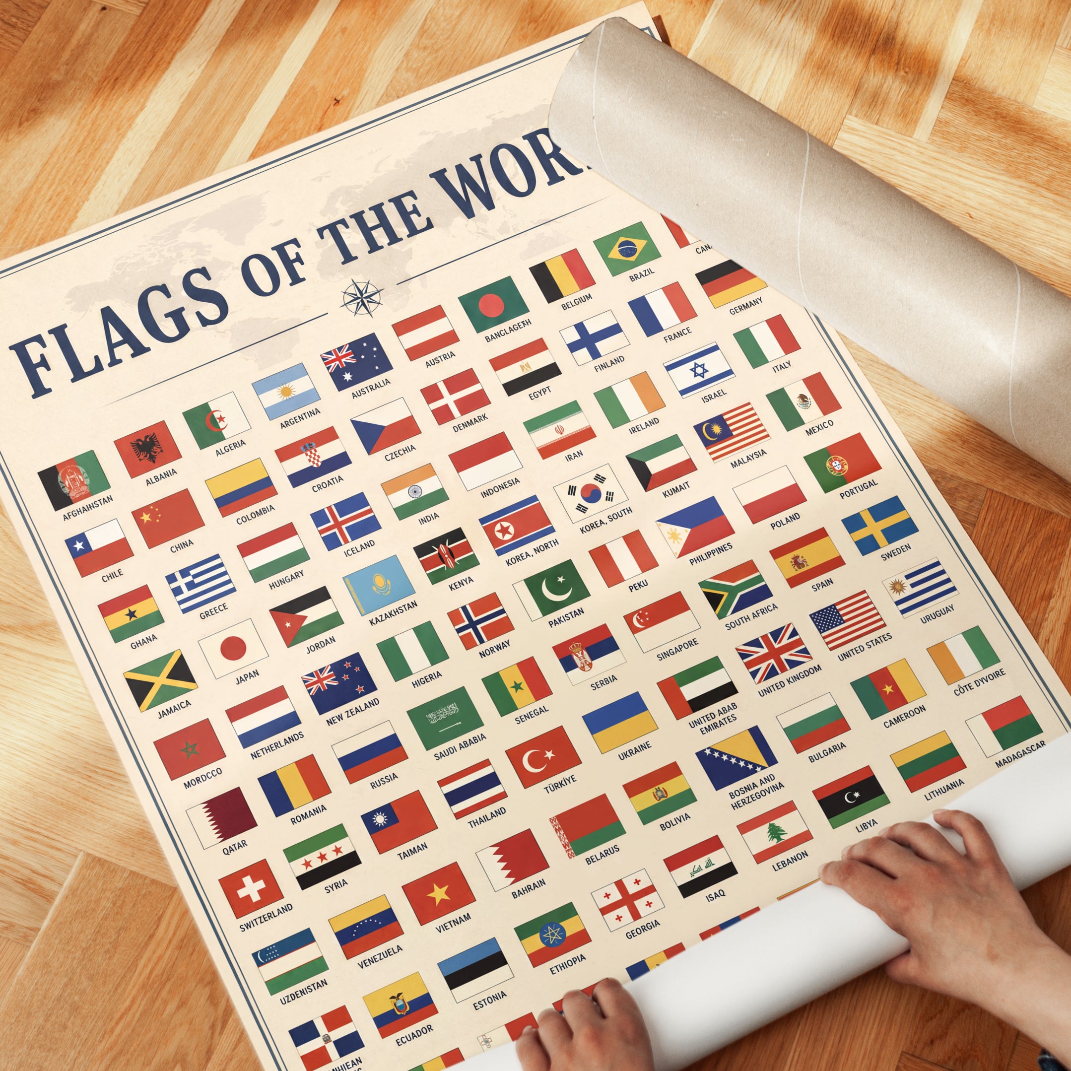 Flags Of The World Educational Poster: Vintage Reference Chart - detail