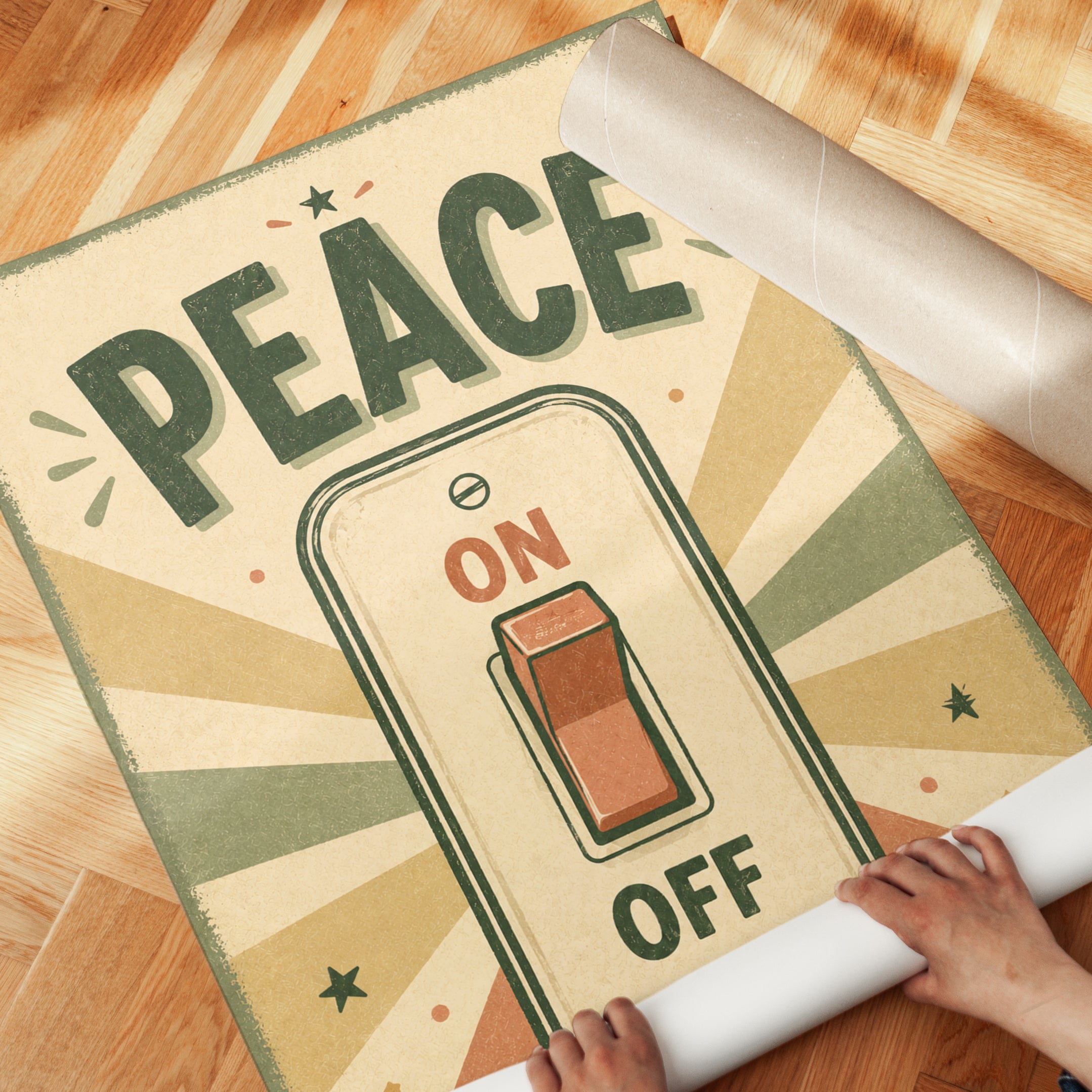 Retro Peace Poster – Vintage Typography Print - detail