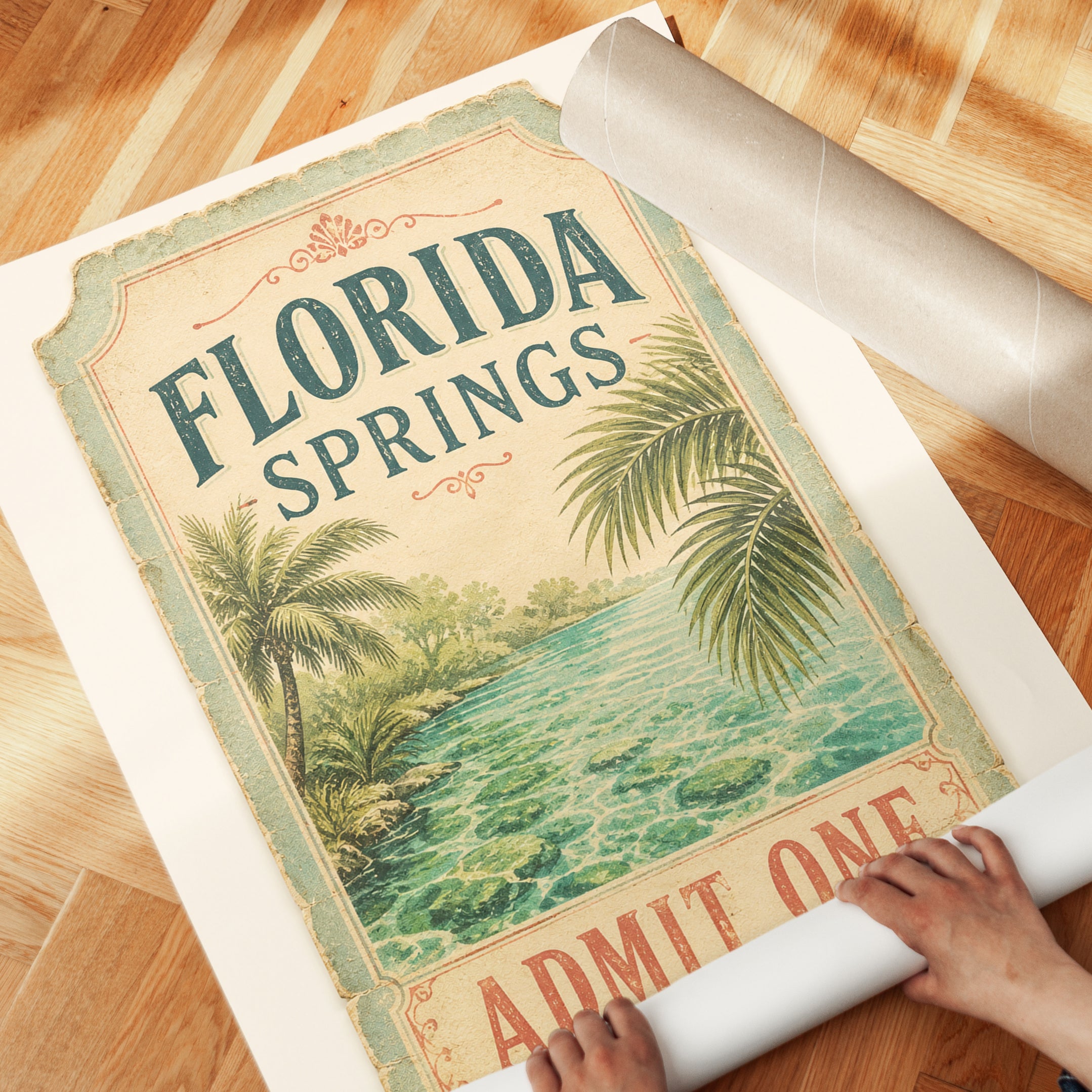 Florida Springs Poster – Vintage Travel Print - detail
