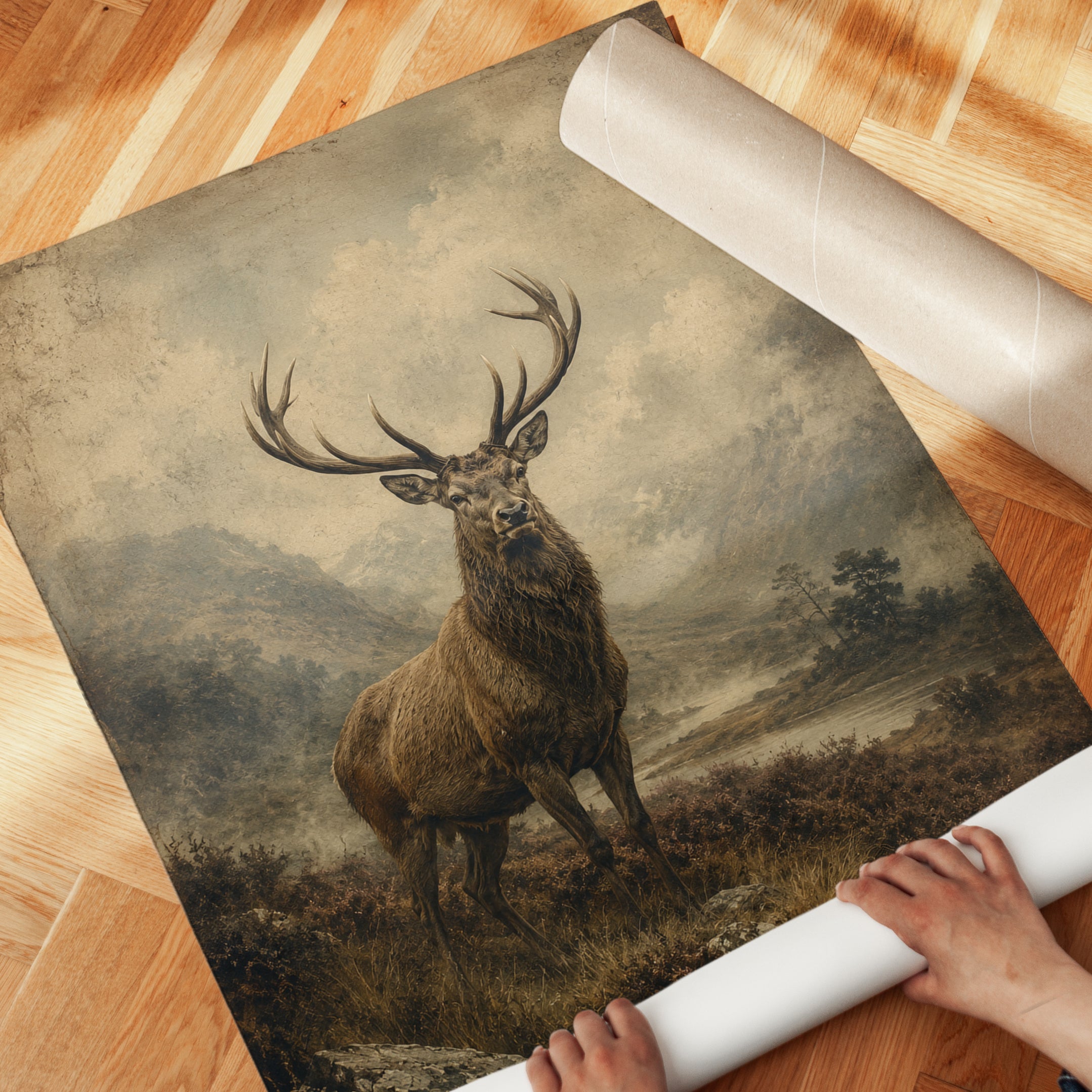 Vintage Deer Wall Art – Stag Print - detail