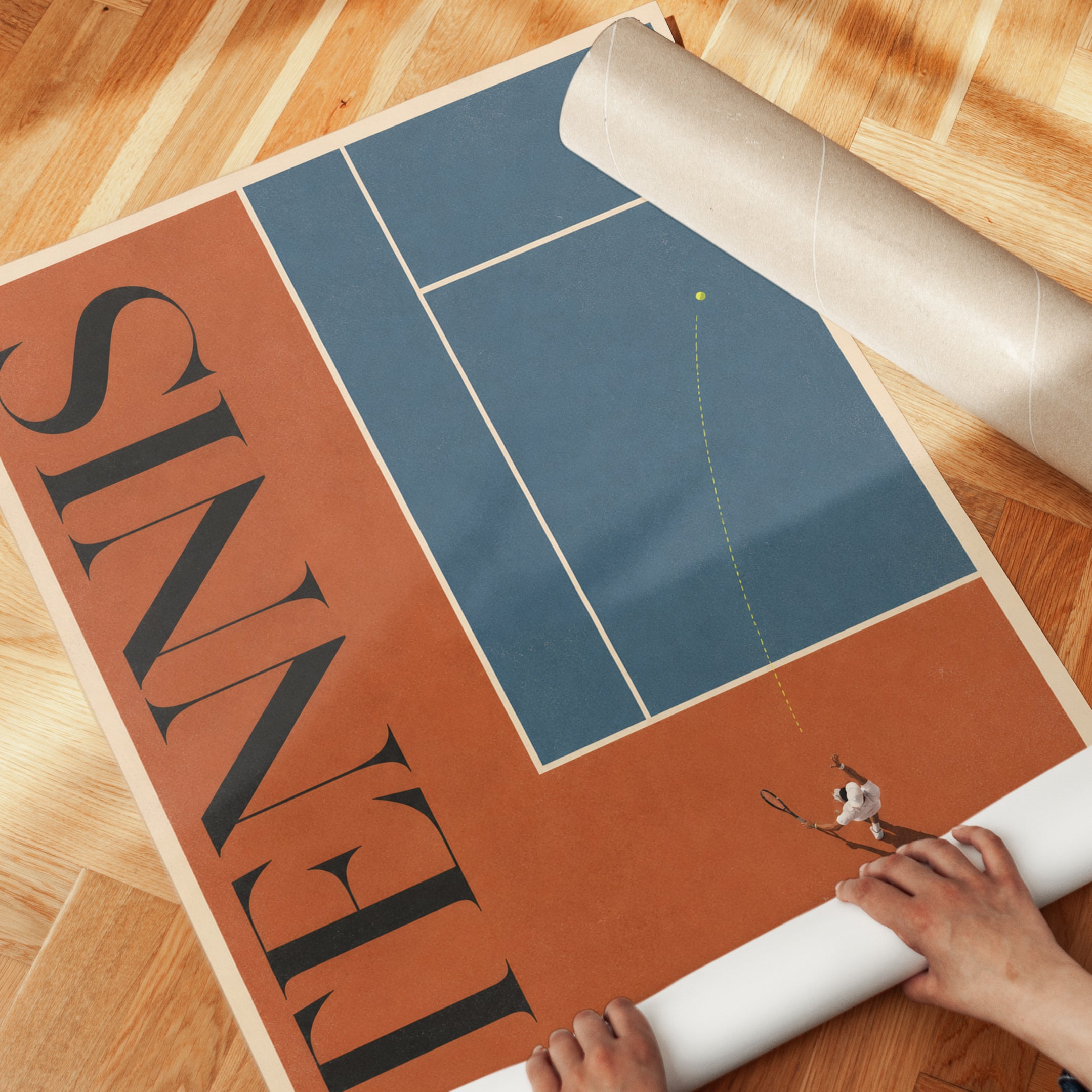 Tennis Wall Art Print: Mid-Century Modern Style - detail