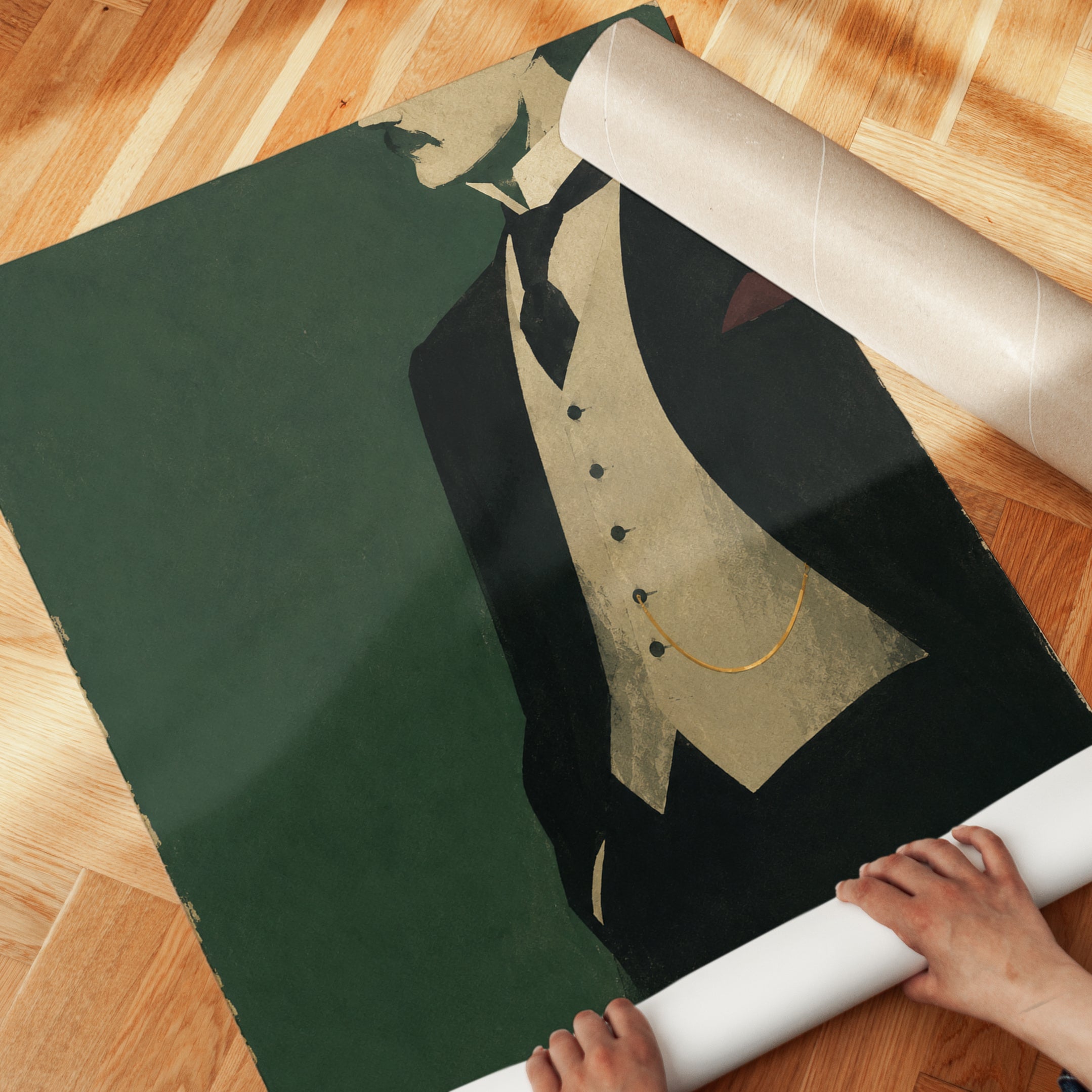 Gentleman Portrait Print – Vintage Man Wall Art - detail