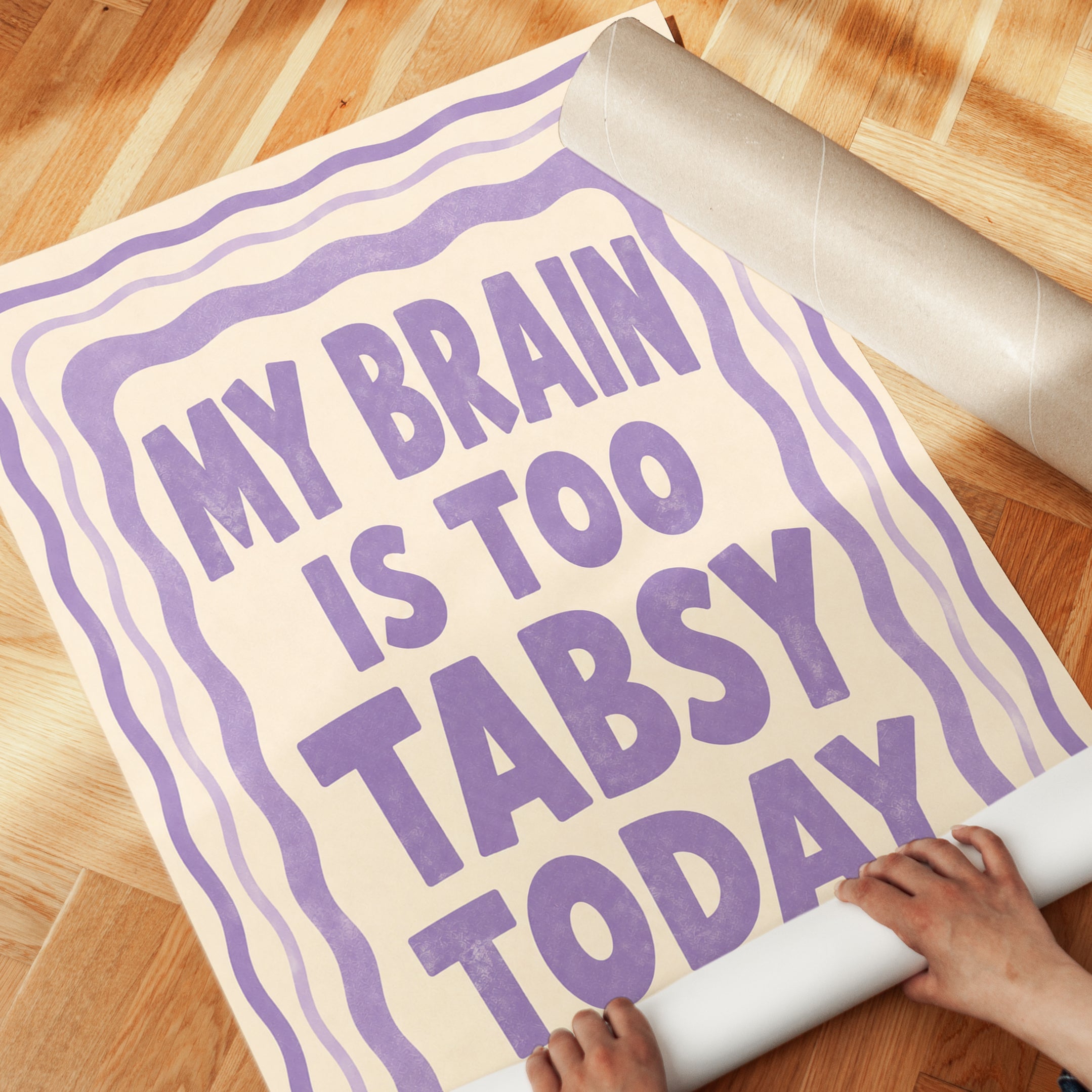 My Brain Is Too Tabsy Today Typography Print: Purple Retro - detail