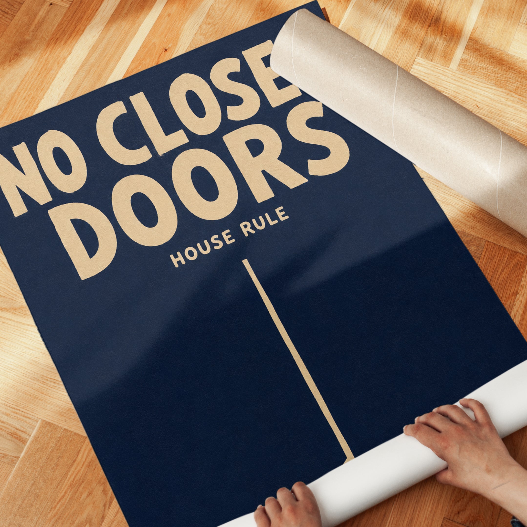 House Rules Wall Art – No Closed Doors Print - detail