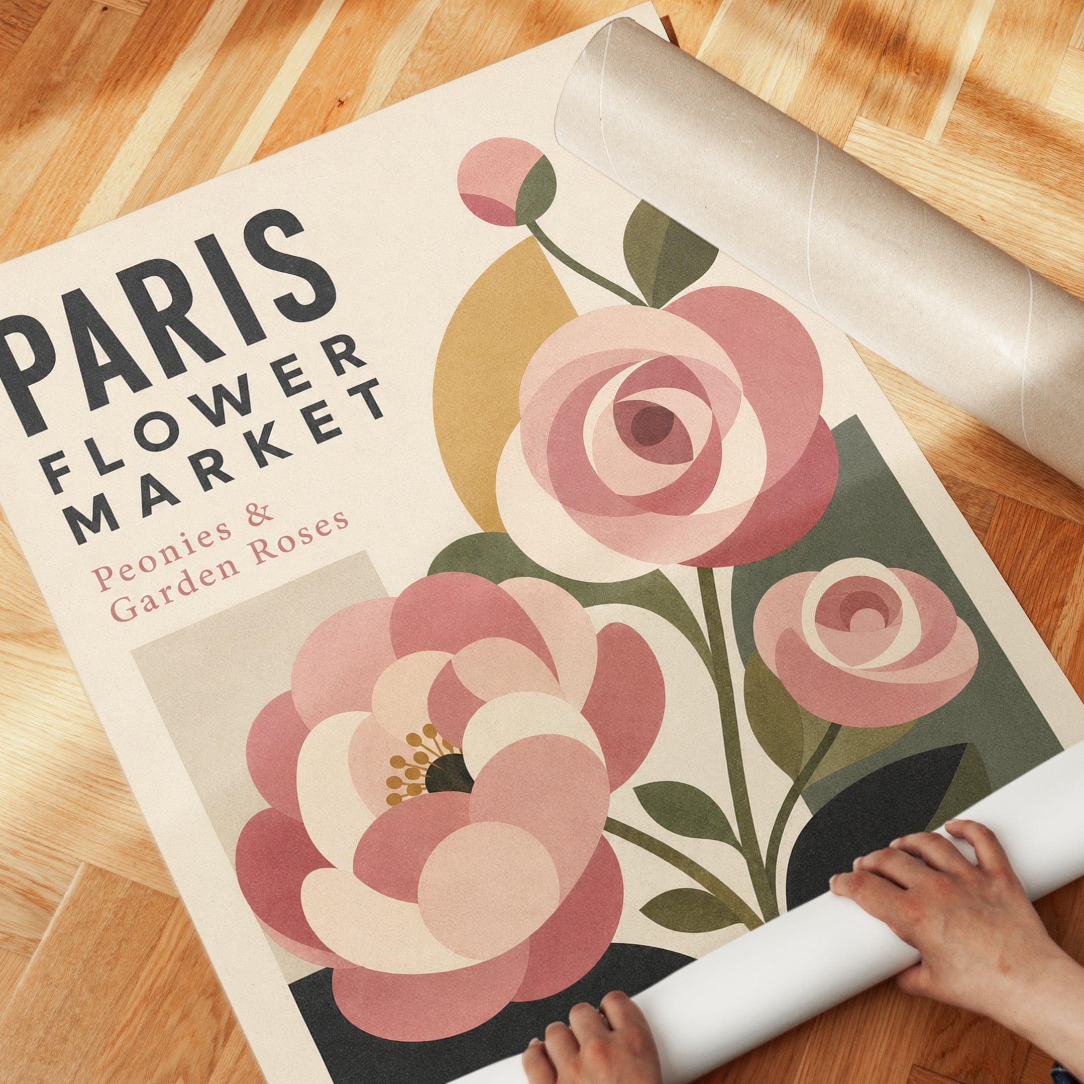 Paris Flower Market Print — Vintage Botanical Poster - detail