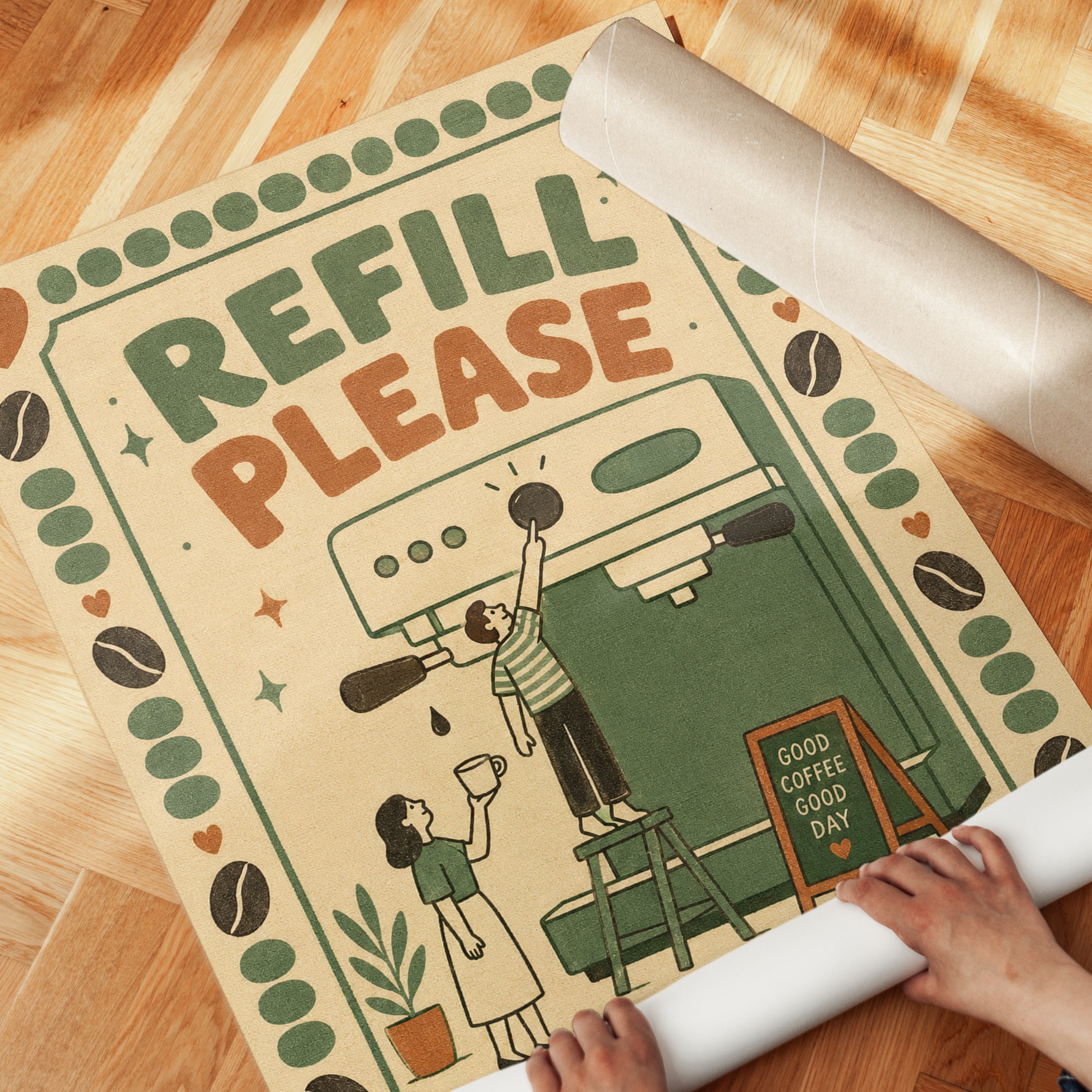 Coffee Station Sign – Refill Please Print - detail
