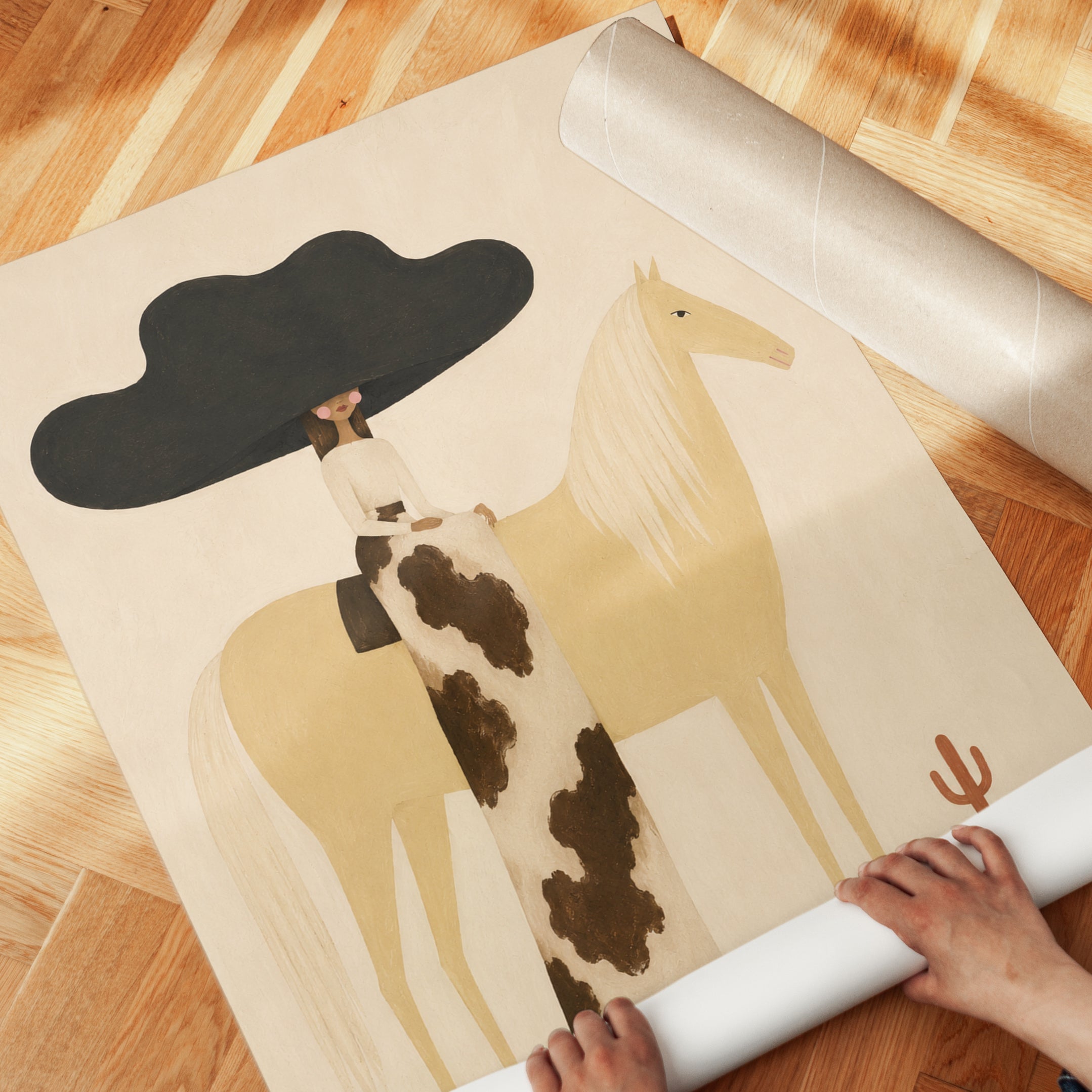 Western Wall Art – Cowgirl Horse Print - detail