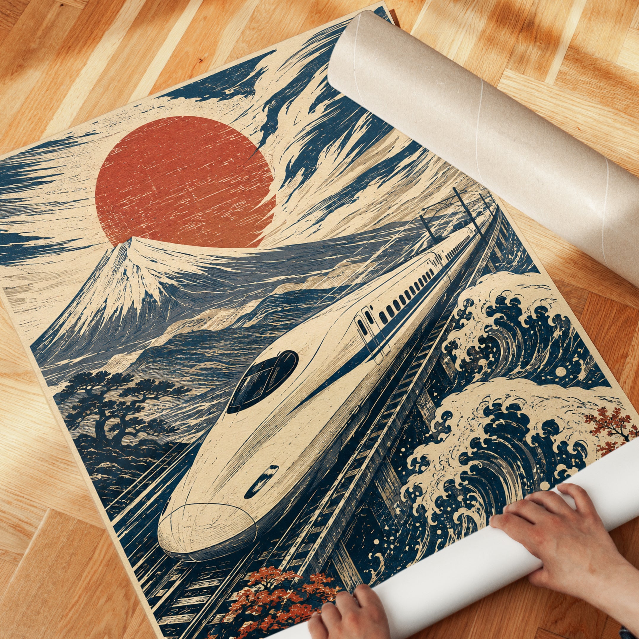 Japanese Travel Poster – Mount Fuji Wall Art - detail