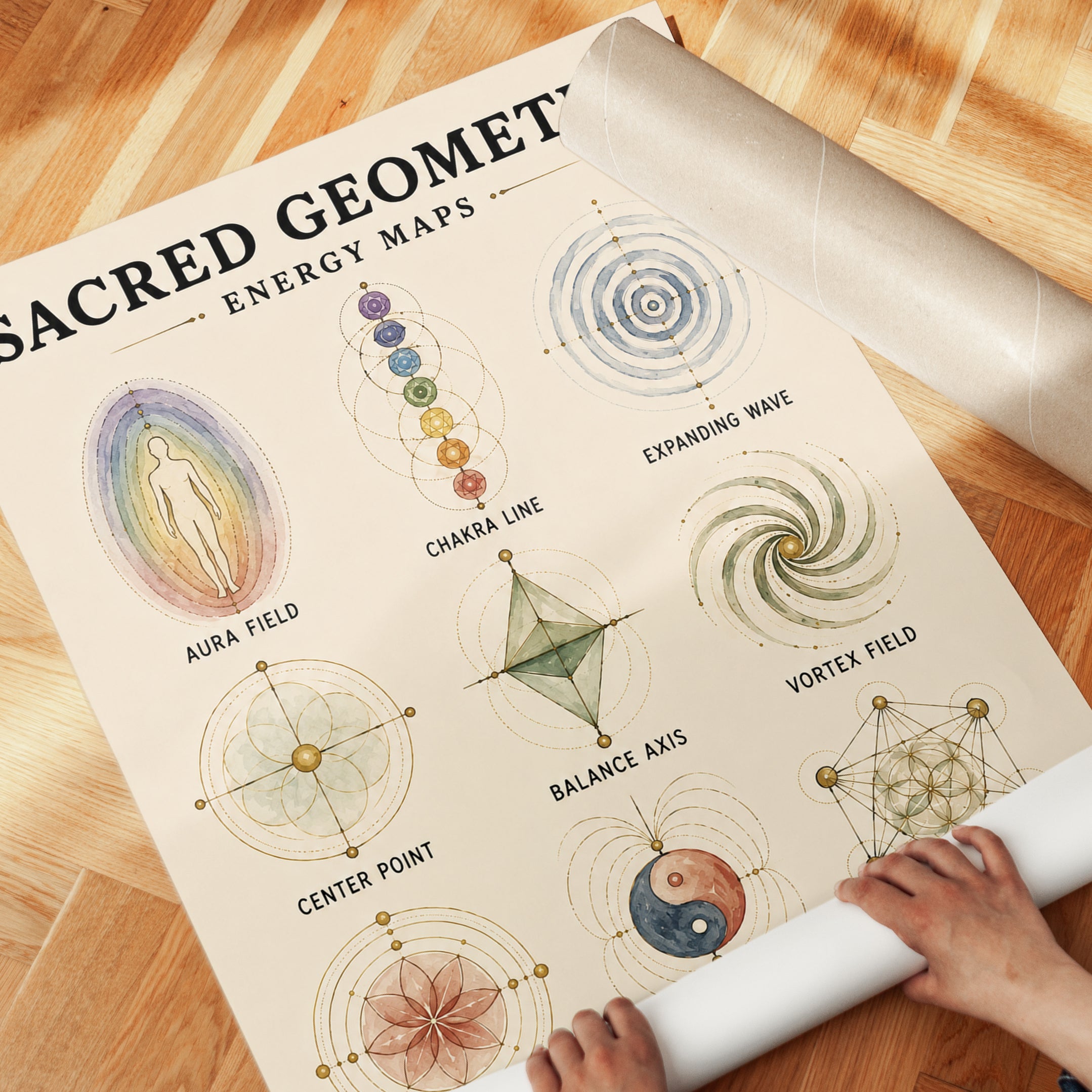 Sacred Geometry Print — Energy Maps Chart - detail