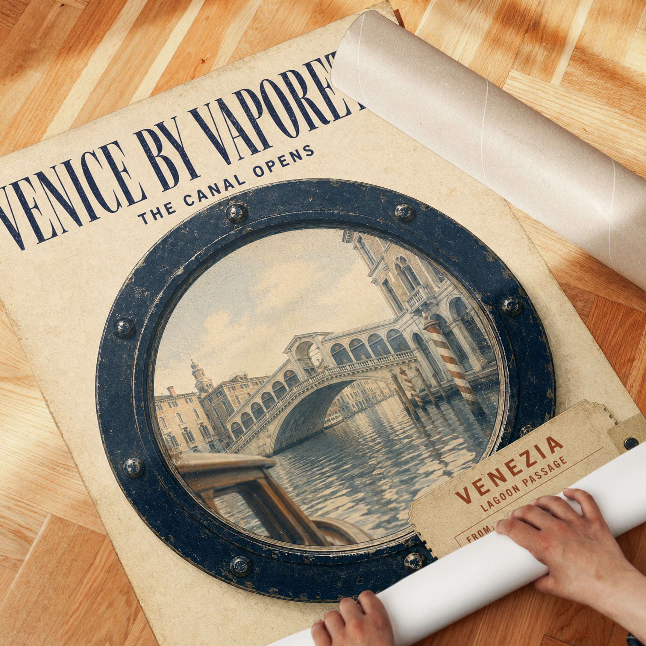 Venice Travel Poster – Vintage Italian Wall Art - detail