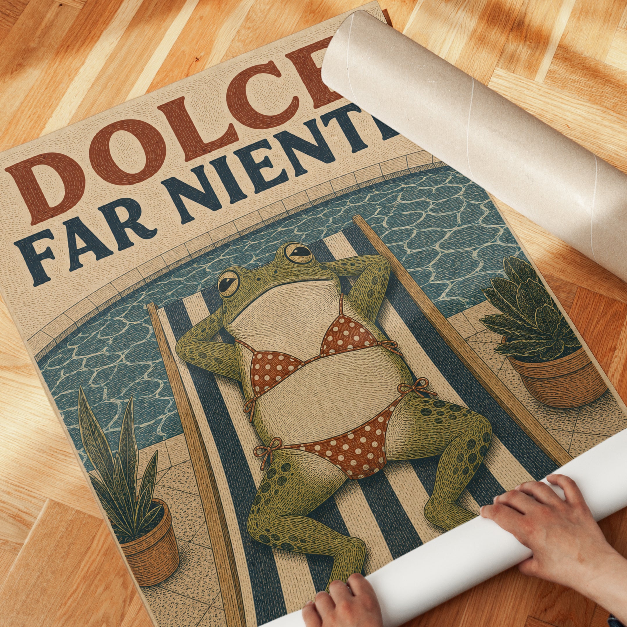 Frog Pool Art – Dolce Far Niente Poster - detail
