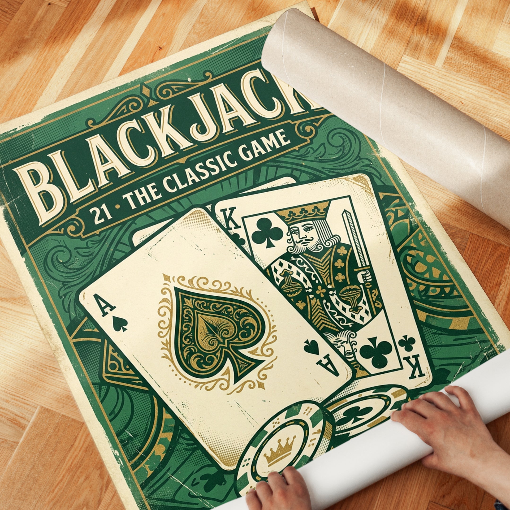 Vintage Blackjack Poster Print — Retro Casino Game Room Art - detail