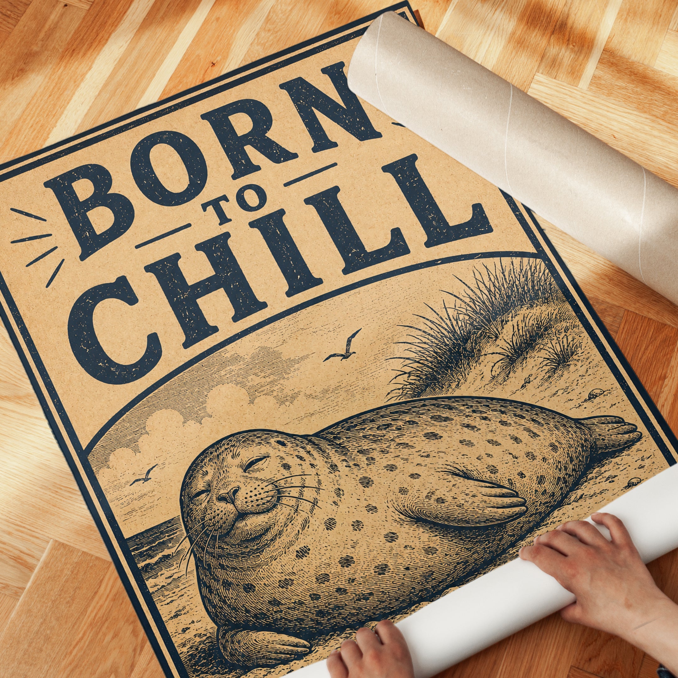 Coastal Seal Art Print - detail