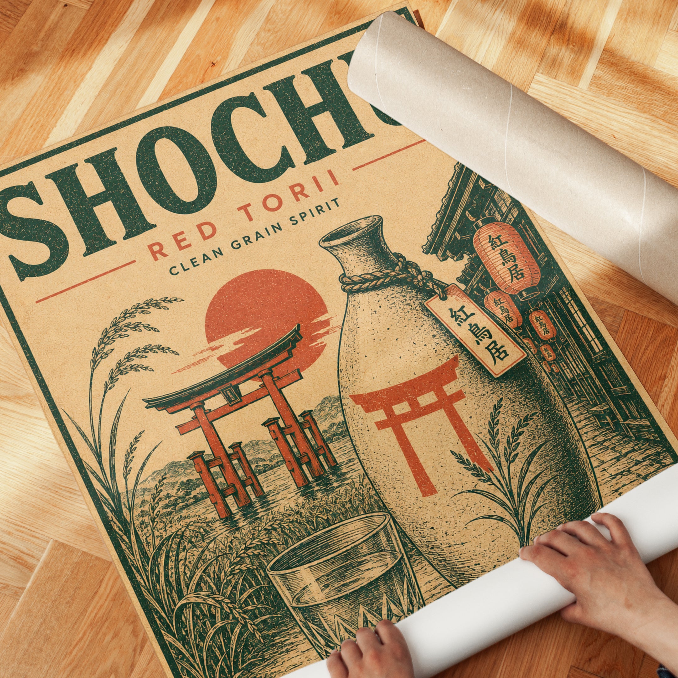 Japanese Shochu Poster: Vintage Retro Design - detail