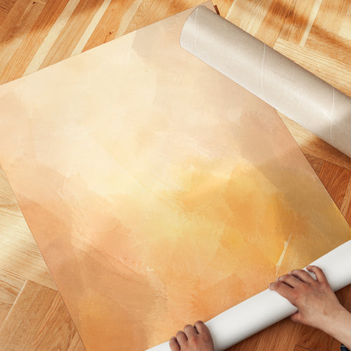 Abstract Peach Sunset Wall Art: Soft Watercolor Brushstrokes - detail