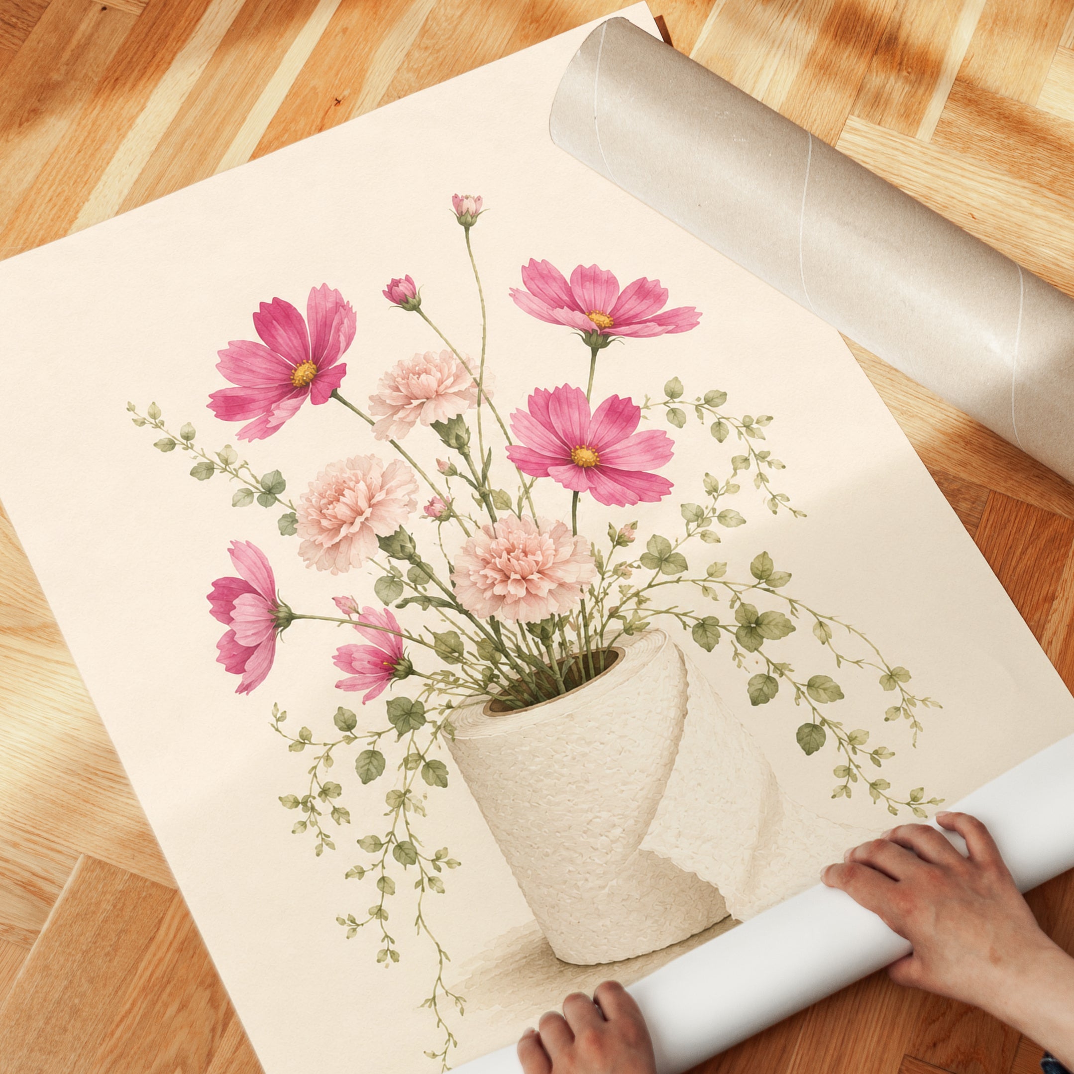 Funny Bathroom Flower Wall Art - detail