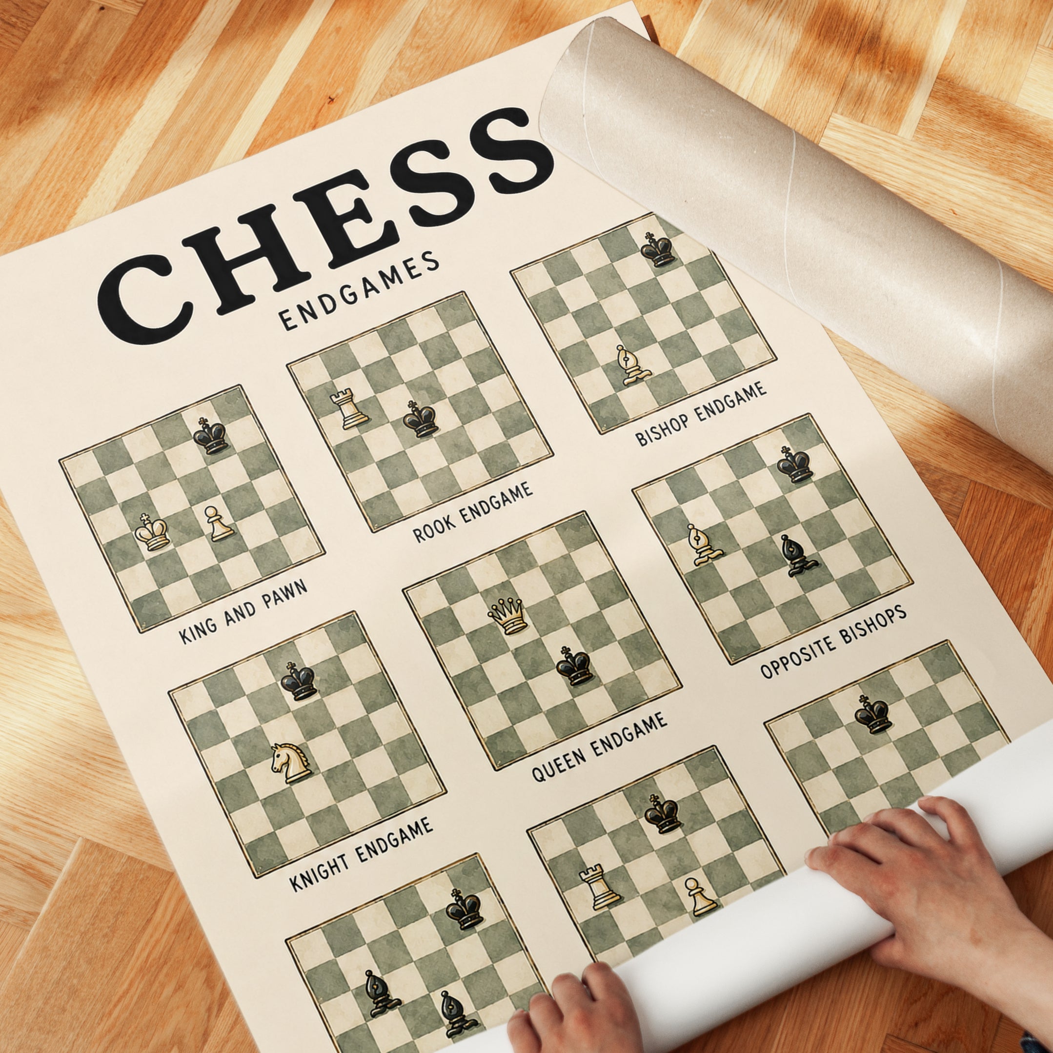 Chess Endgames Poster: Vintage Educational Strategy Guide - detail