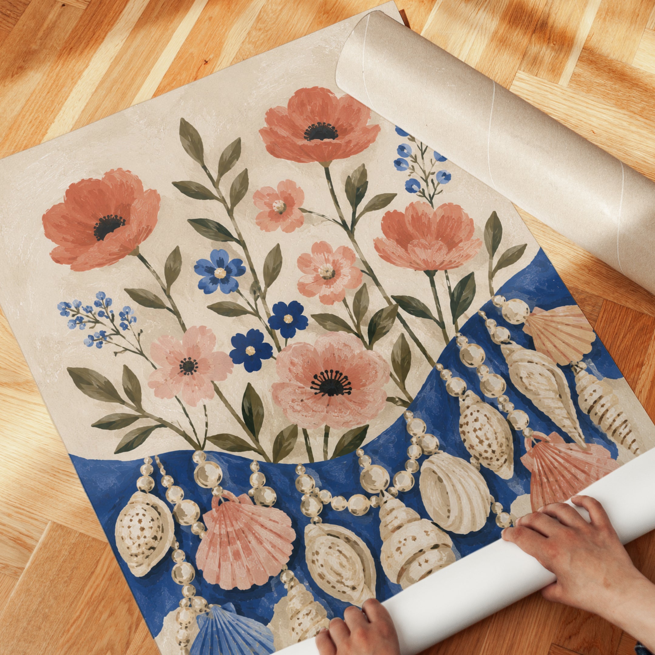 Coastal Wall Art – Seashell Flower Print - detail
