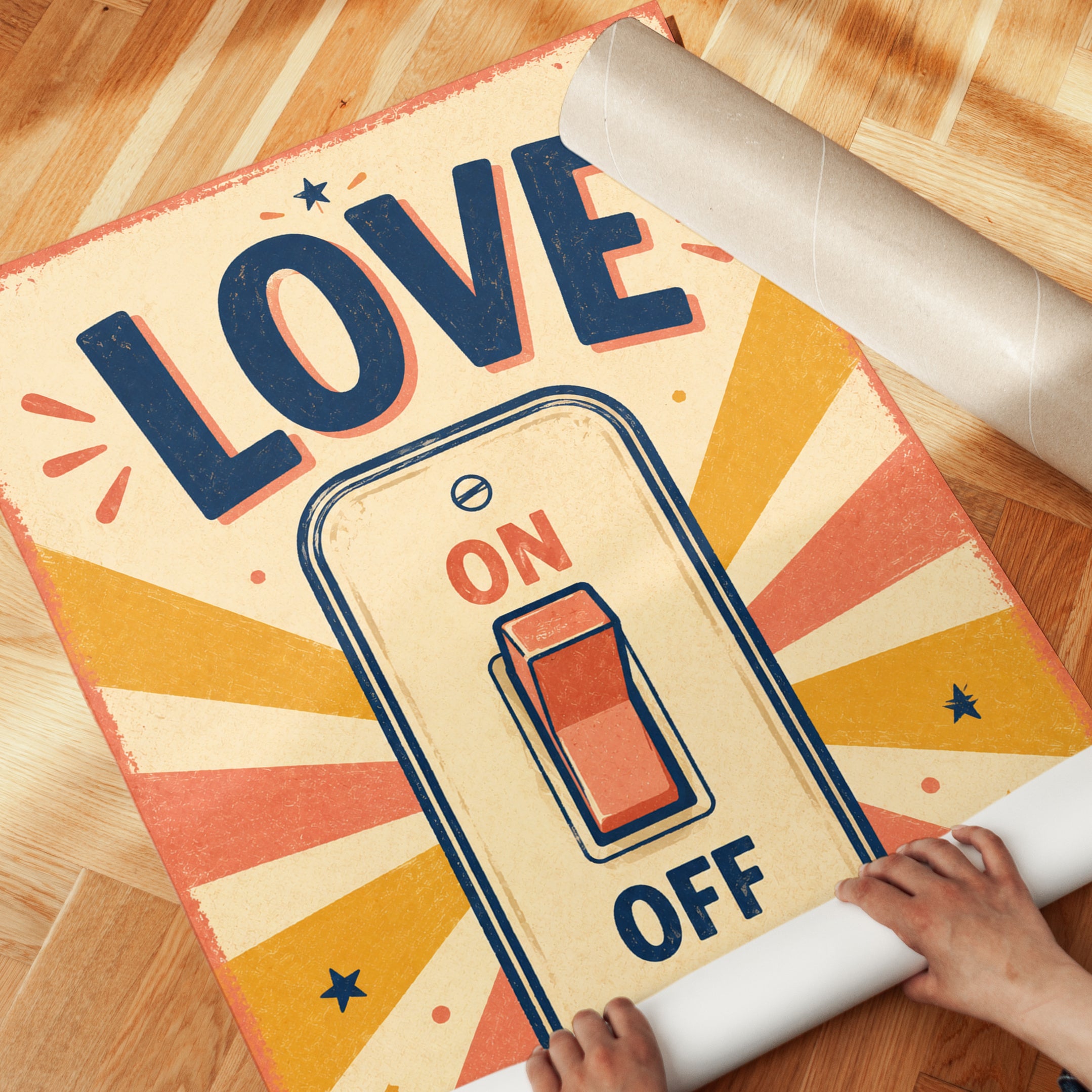 Retro Typography Wall Art – Love Switch Print - detail