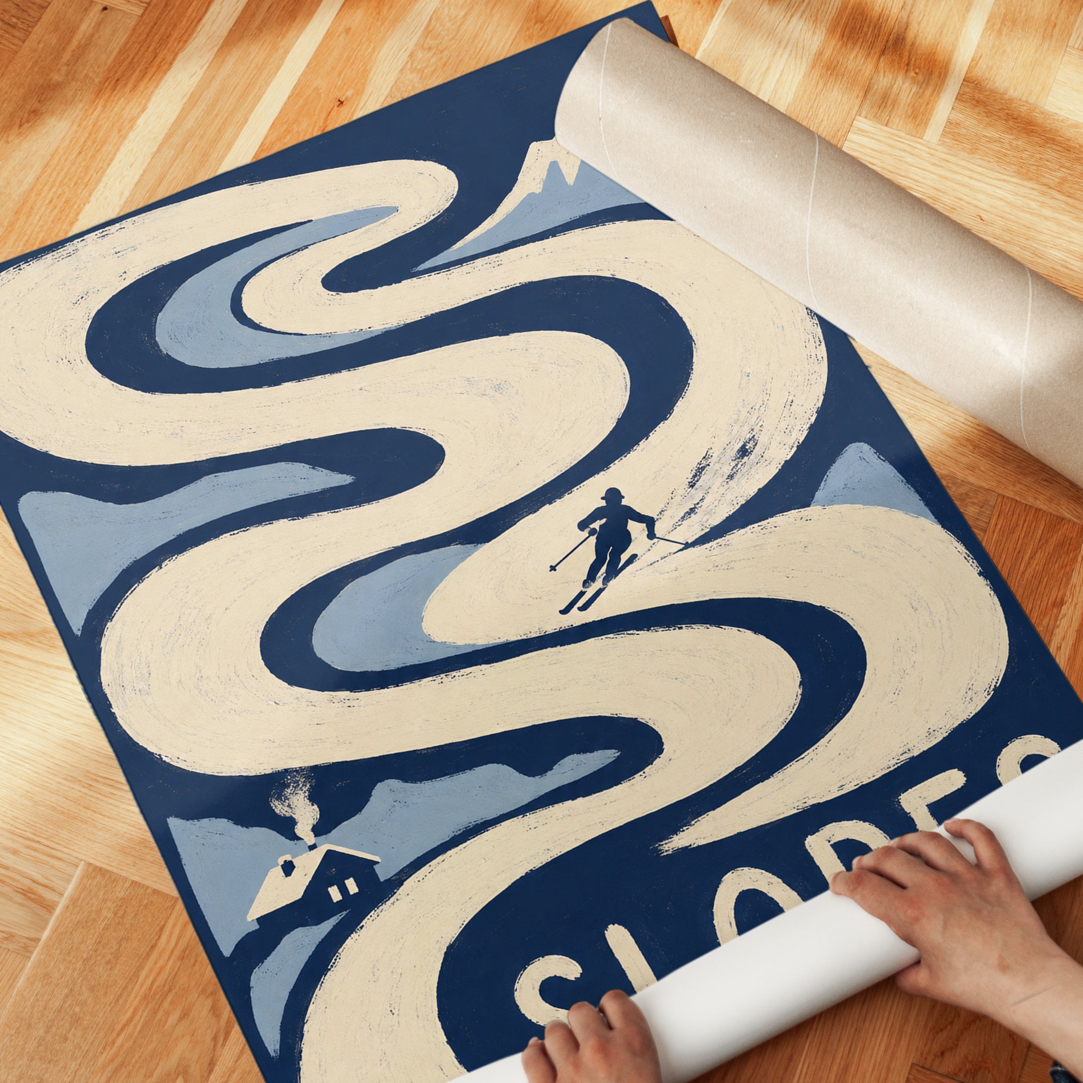 Vintage Ski Poster – Retro Slopes Print - detail