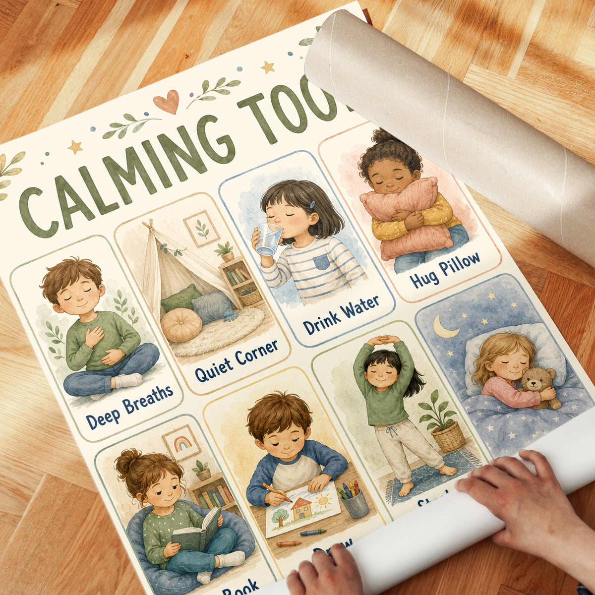 Kids Mindfulness Poster: Calming Tools - detail
