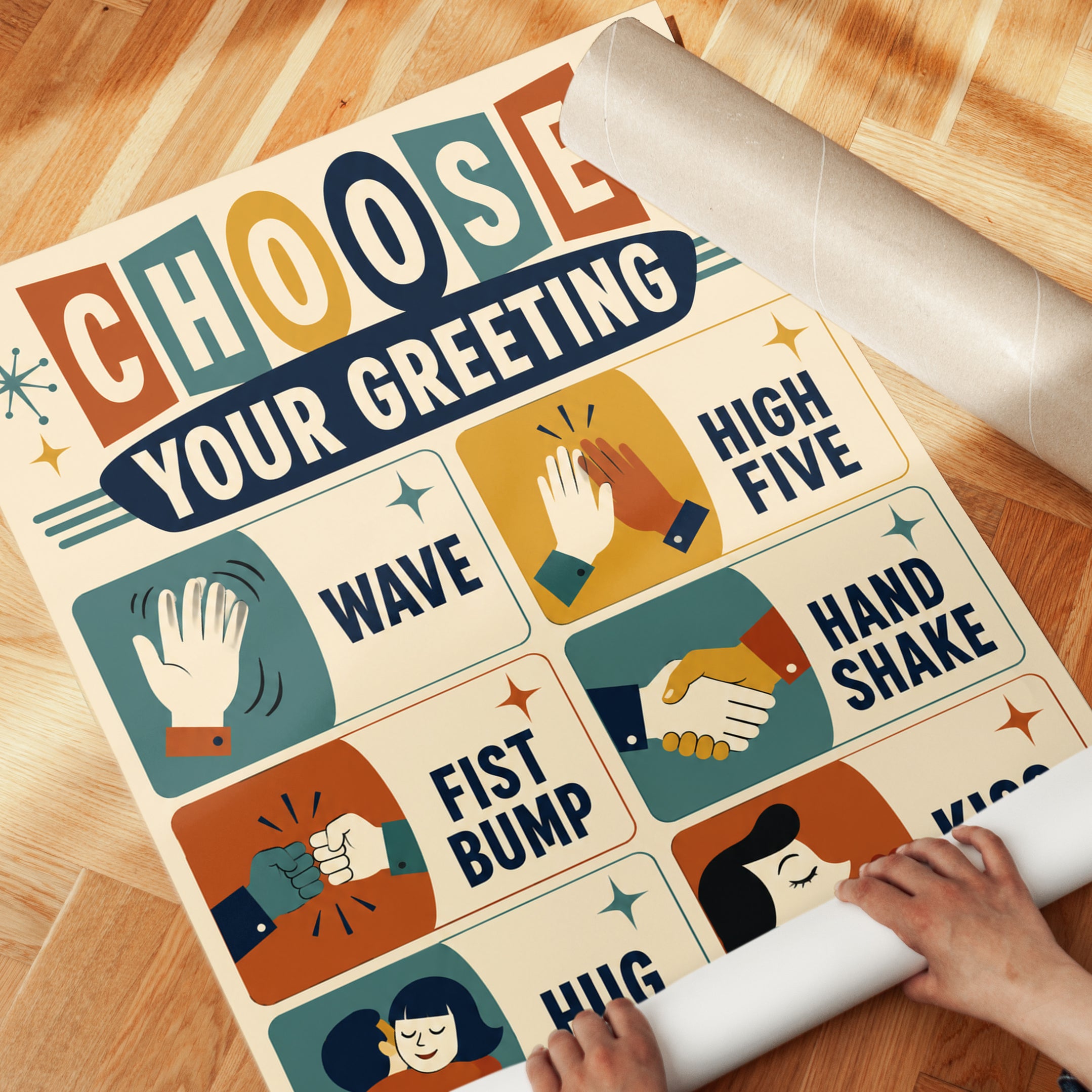 Mid-Century Greeting Print - detail