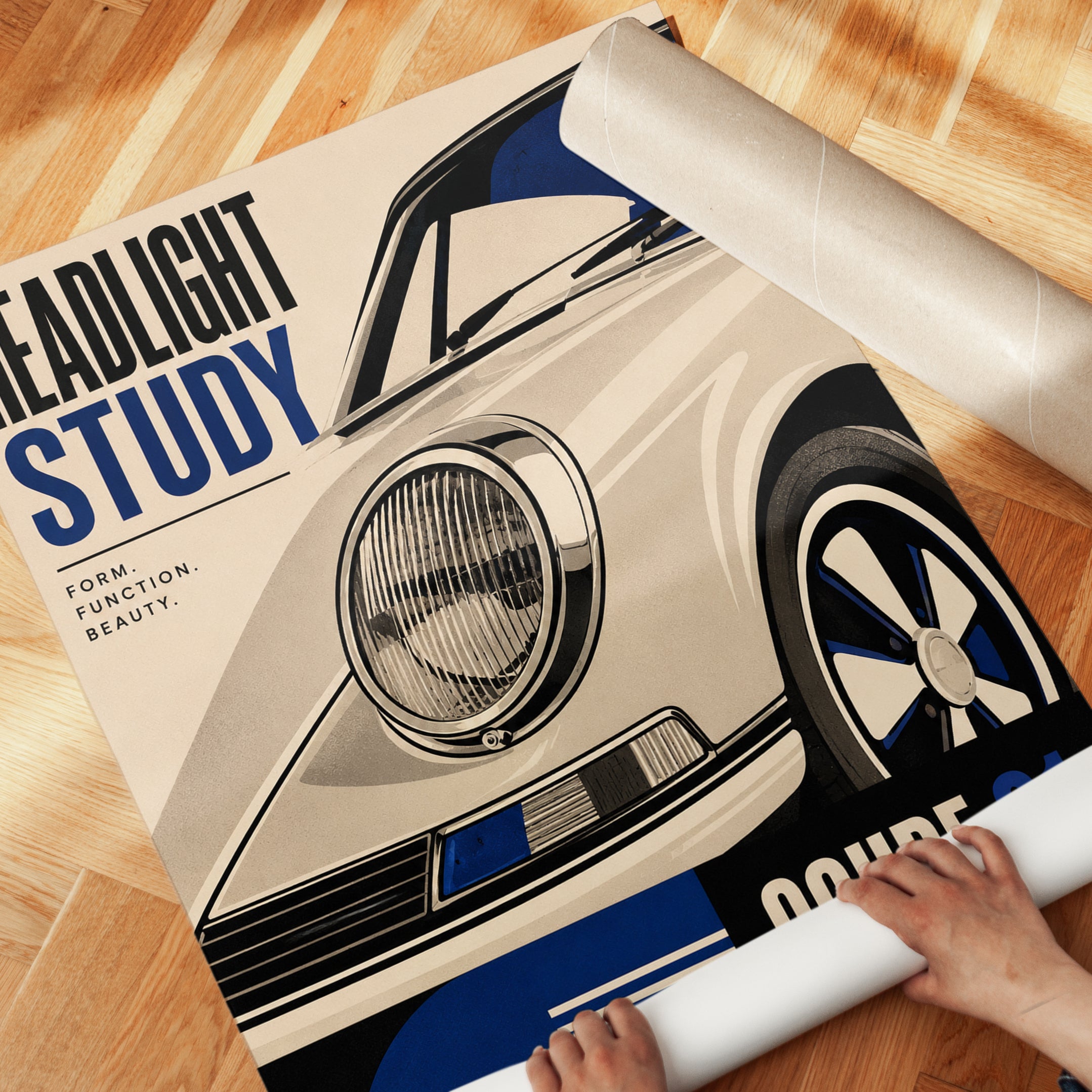 Retro Porsche Coupe Print - detail