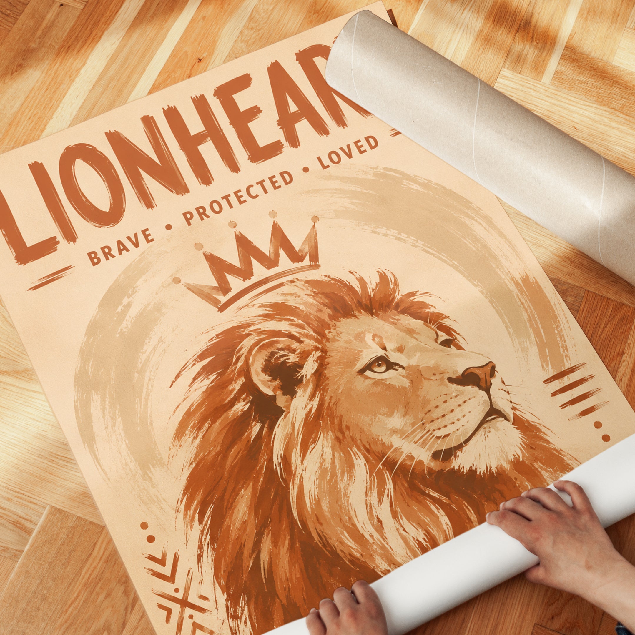 Lion Motivational Poster – Lionheart Wall Art - detail