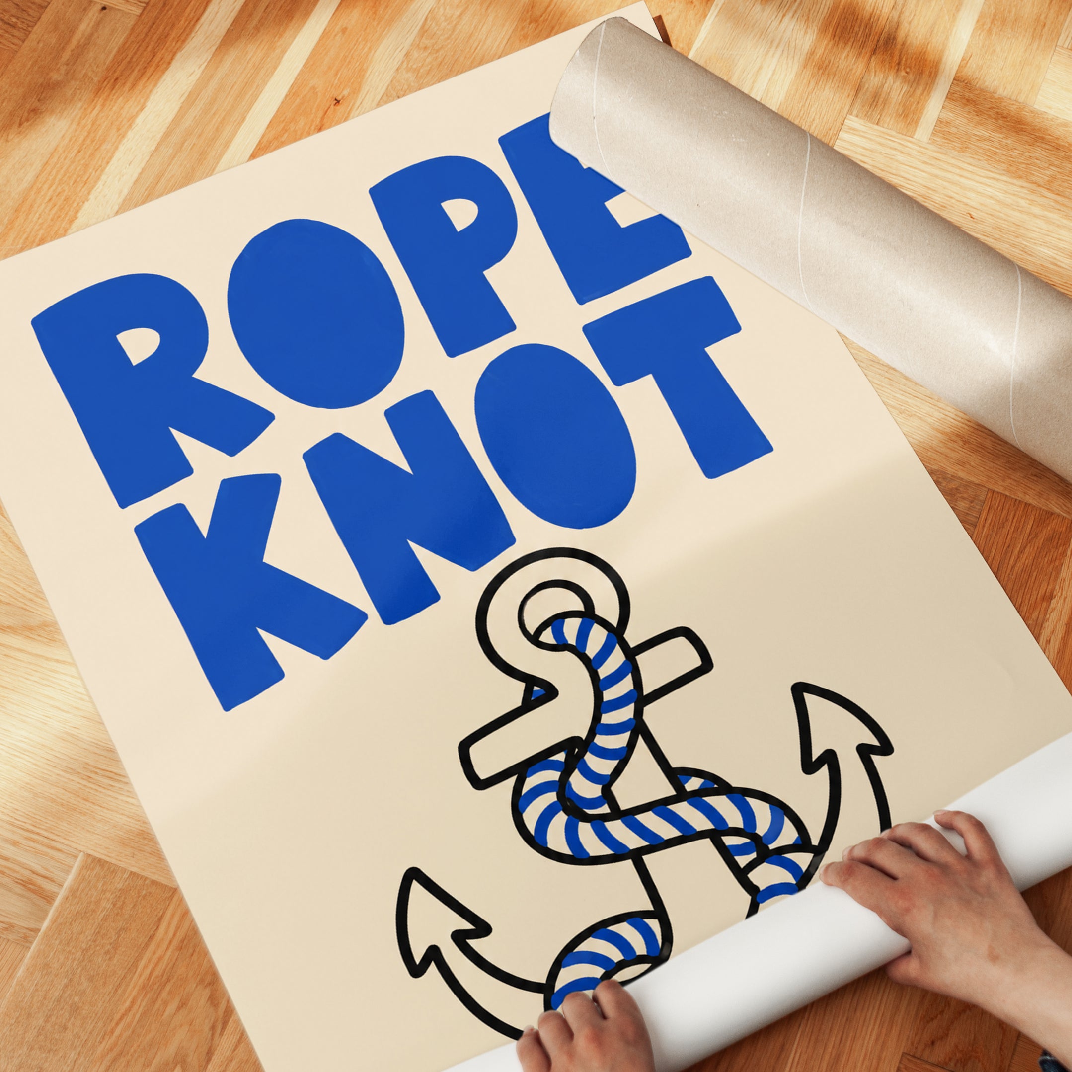Nautical Wall Art – Rope Knot Anchor Print - detail