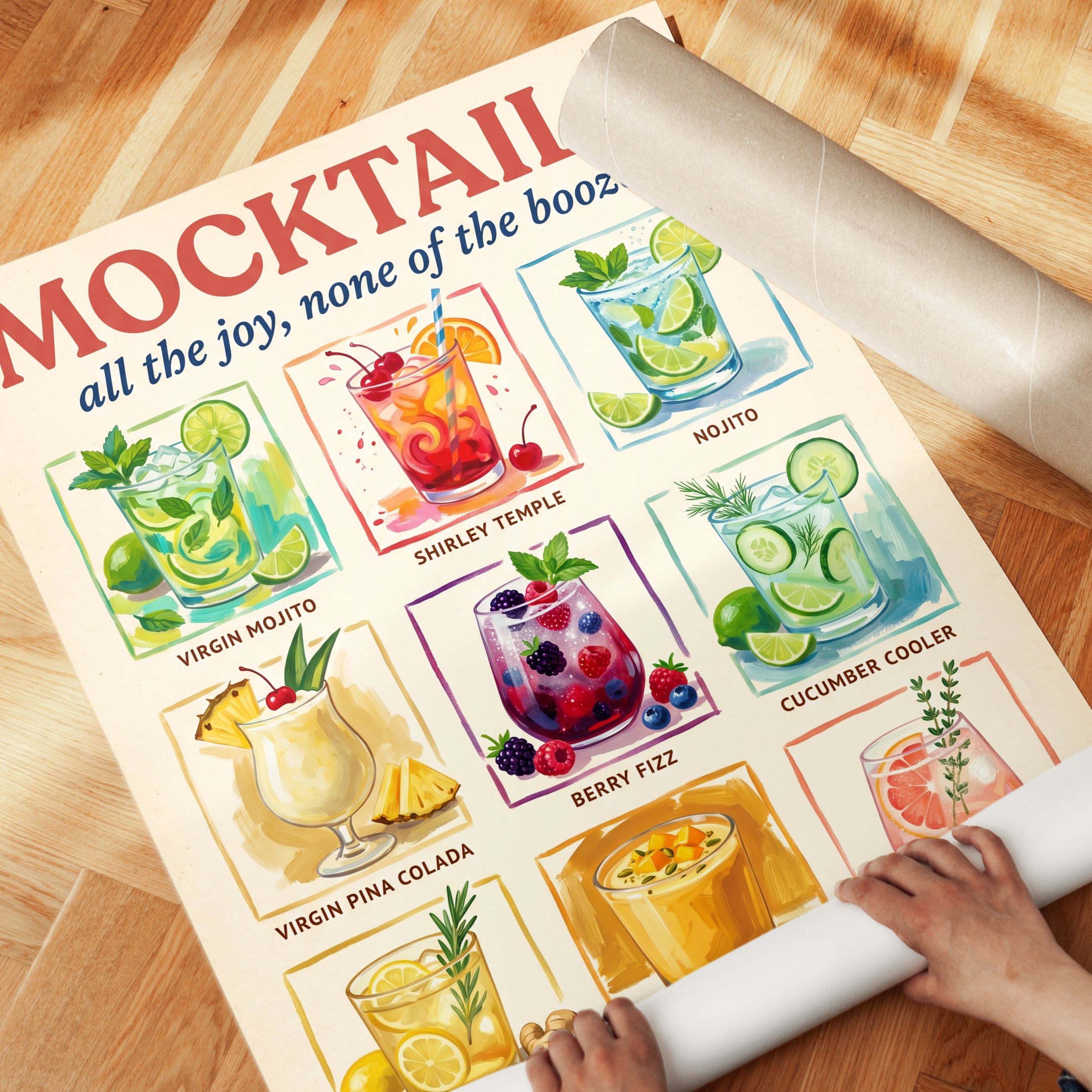 Mocktails Art Print: Retro Bar Decor (Non-Alcoholic Drinks) - detail