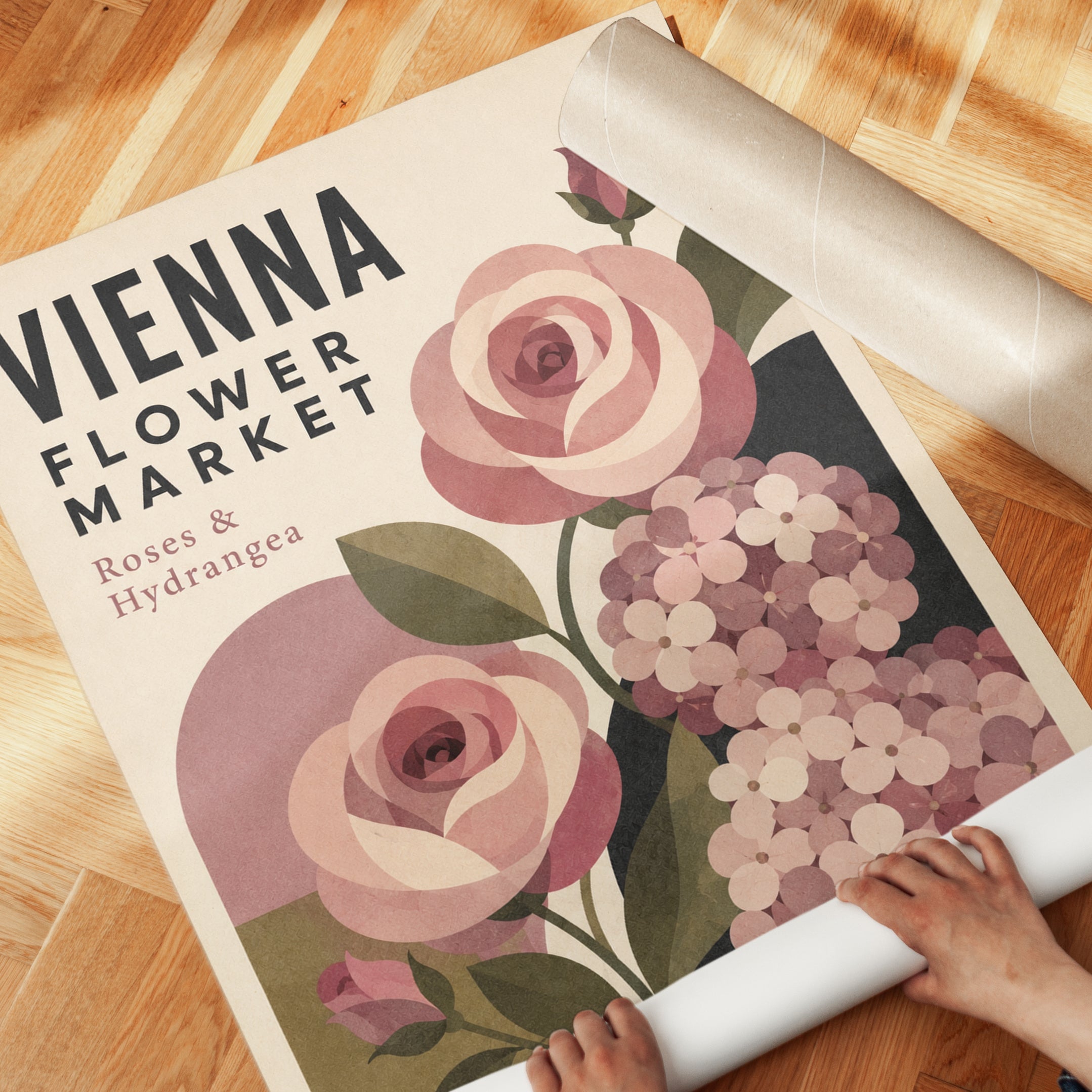 Vienna Flower Market Poster — Botanical Exhibition Print - detail