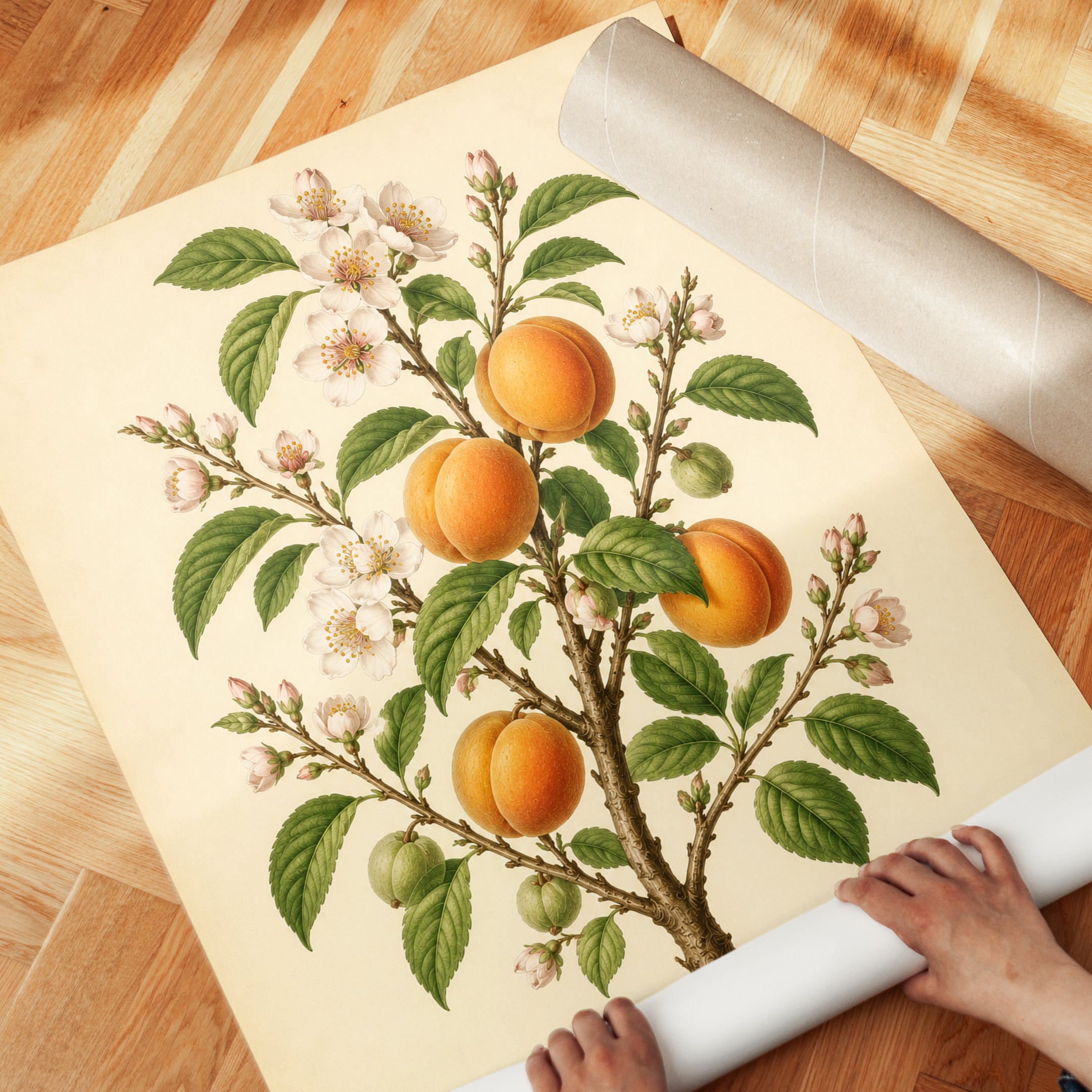 Peach Tree Botanical Print: Vintage Scientific Illustration - detail