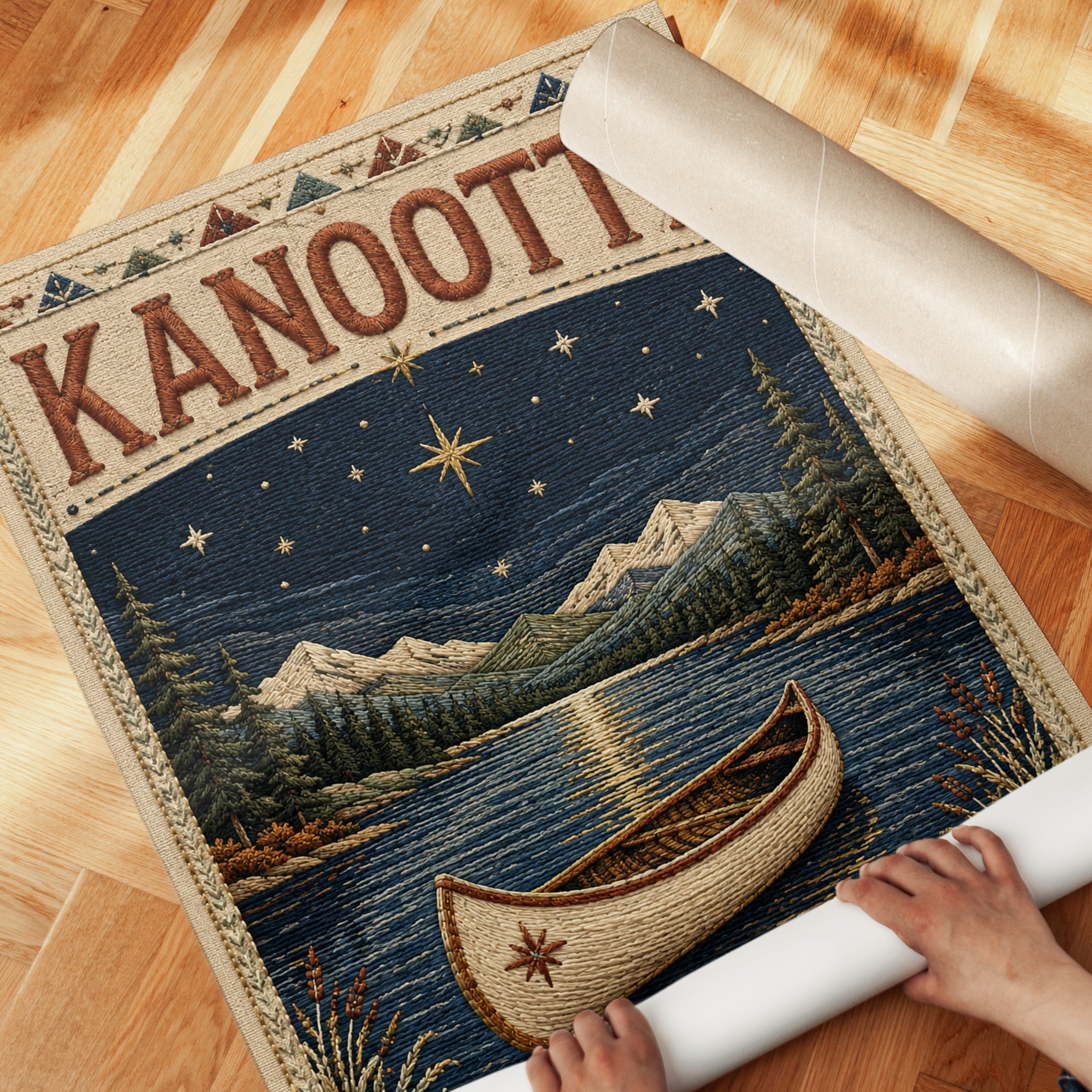 Canoe Vintage Poster – Lake House Wall Art - detail