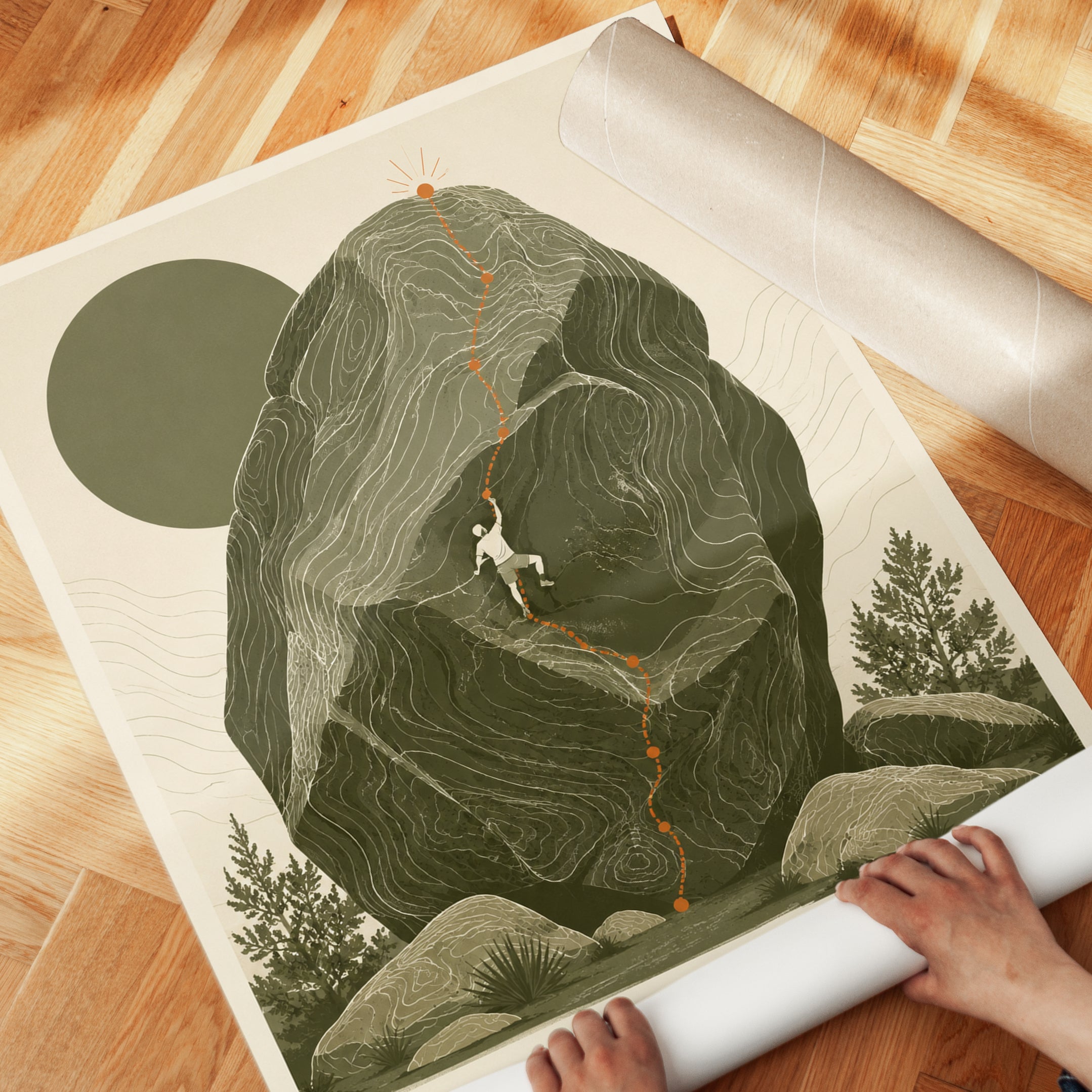 Rock Climbing Wall Art – Mountain Print - detail