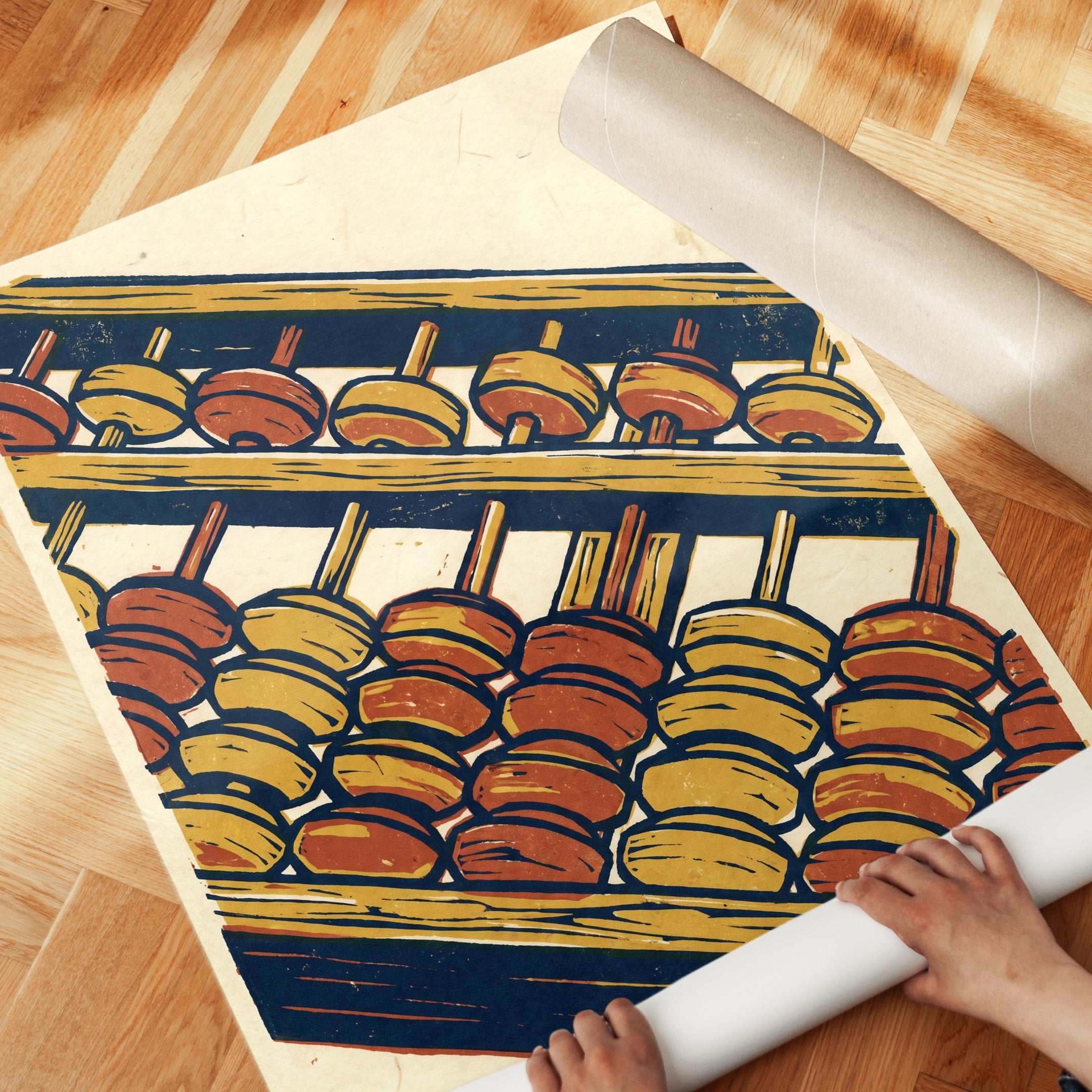 Japanese Abacus Wall Art: Retro Soroban Design - detail