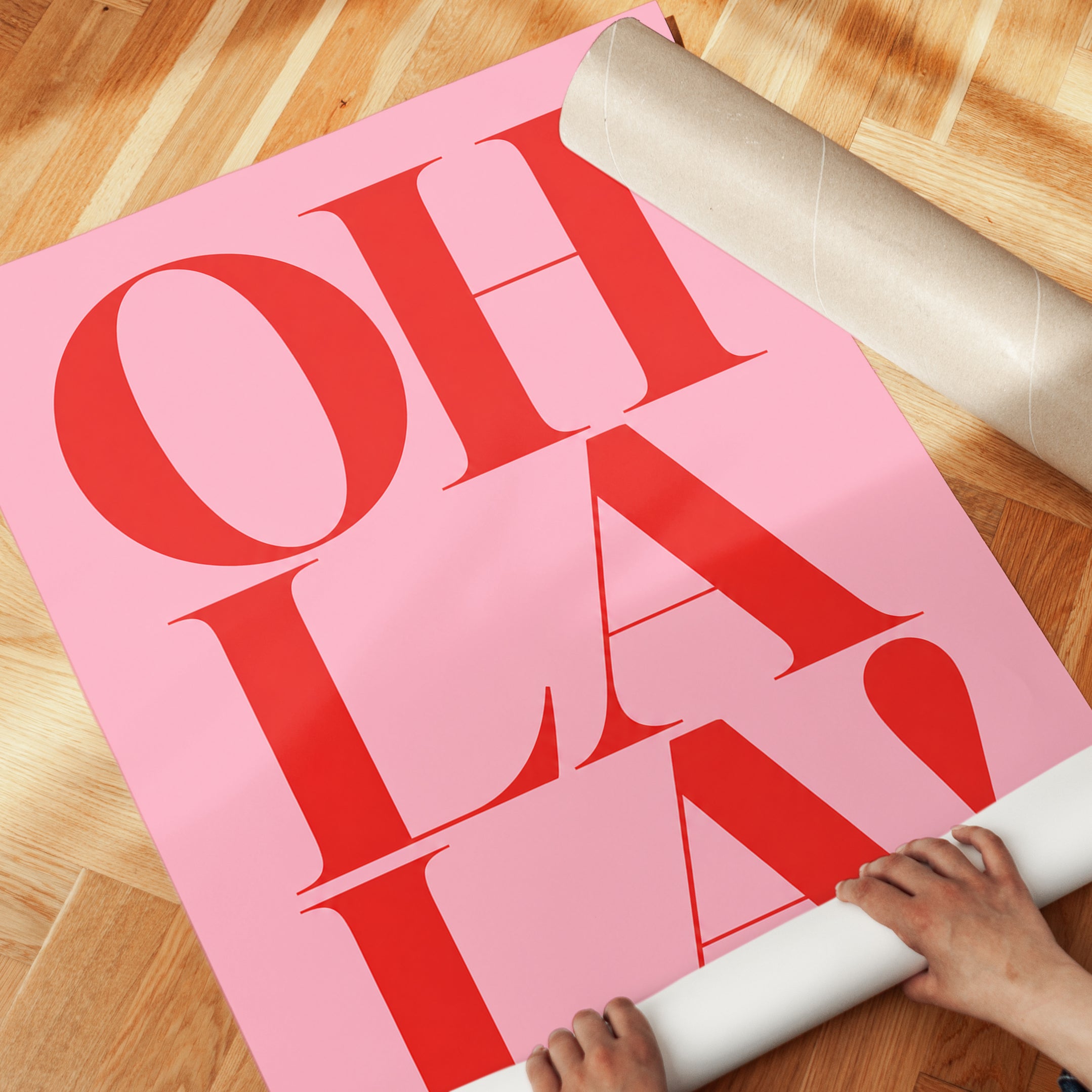 Oh La La Poster – Pink Typography Wall Art - detail