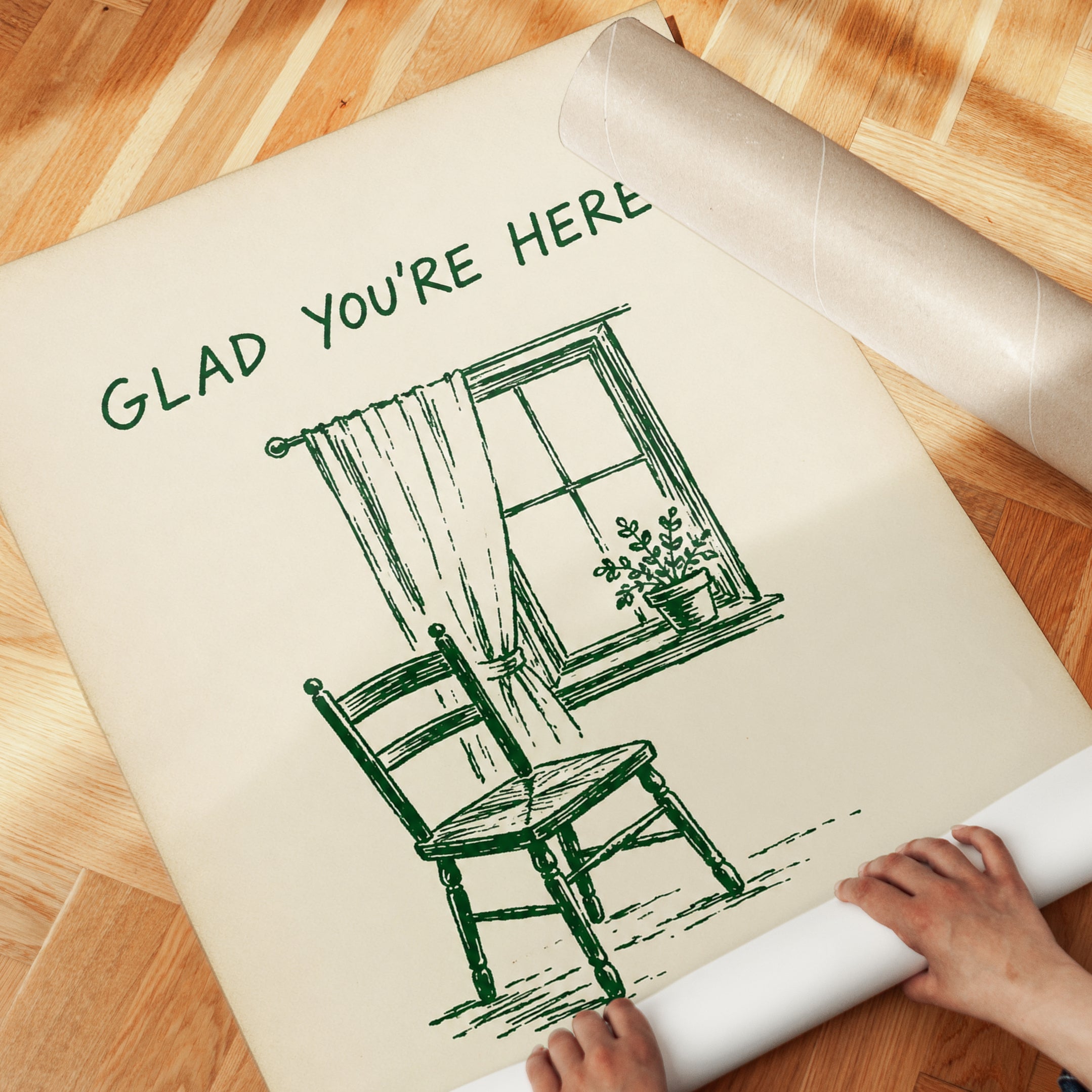 Cottagecore Welcome Print – Vintage Sketch - detail