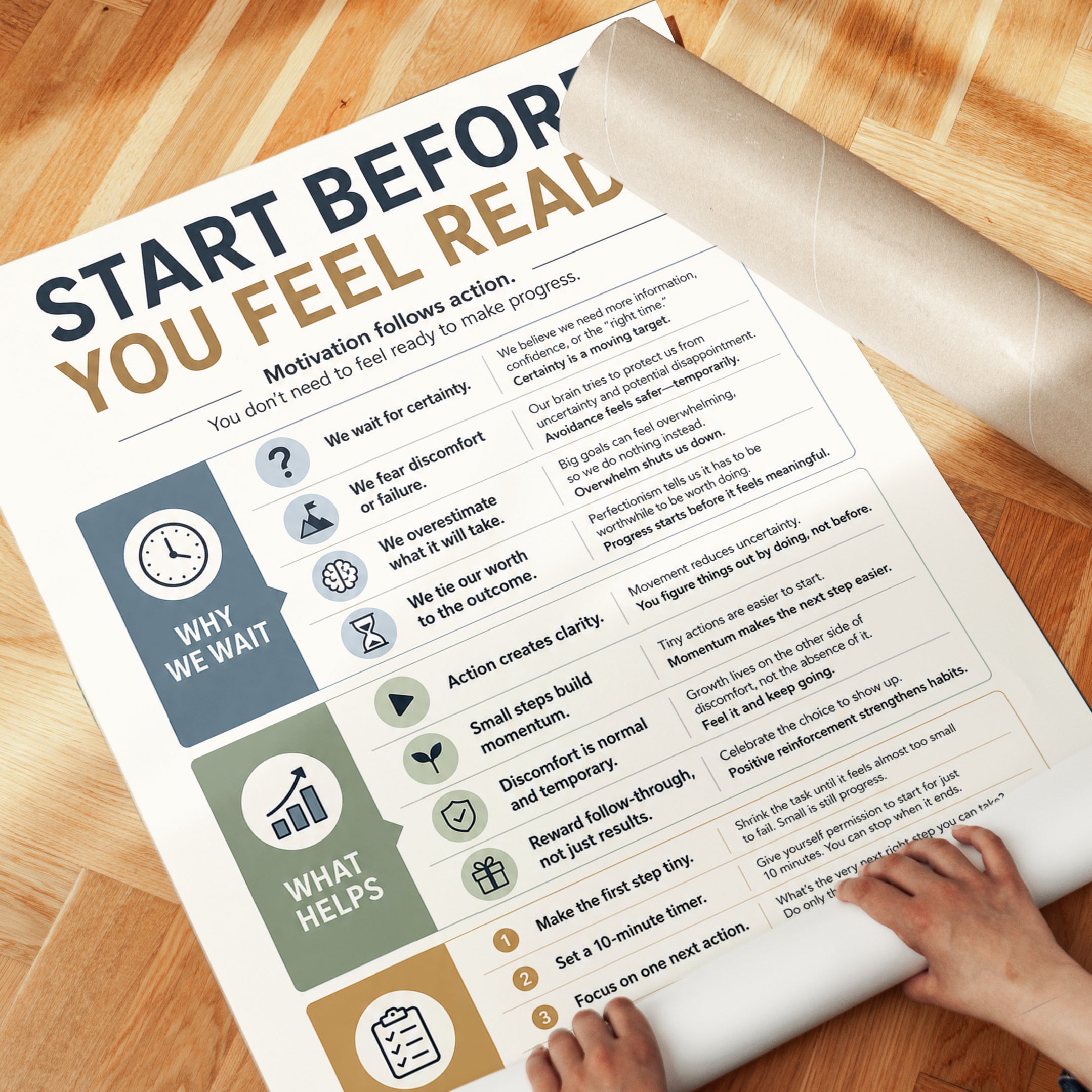 Motivational Poster Print: Start Before You Feel Ready - detail