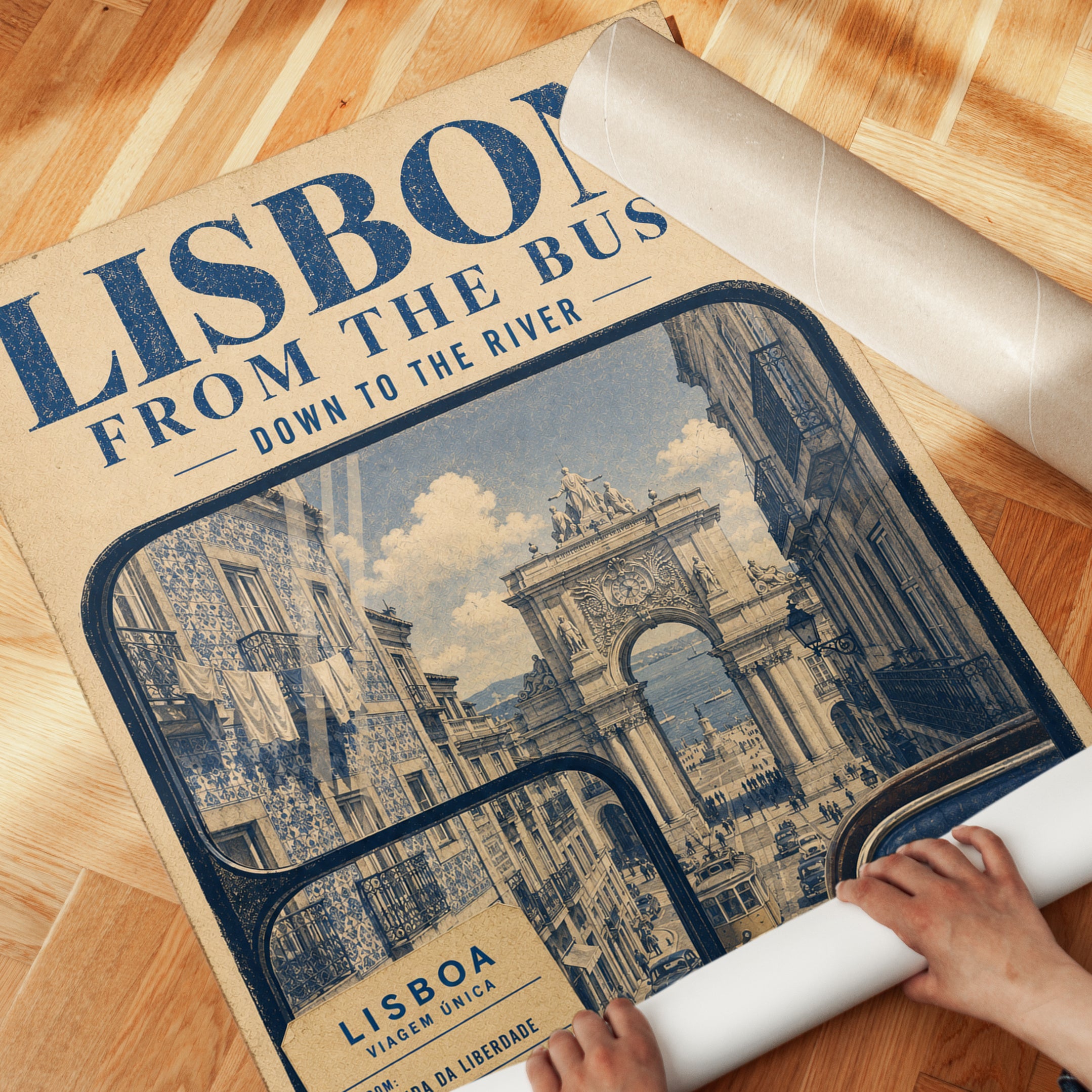 Lisbon Travel Poster – Vintage Portugal Print - detail