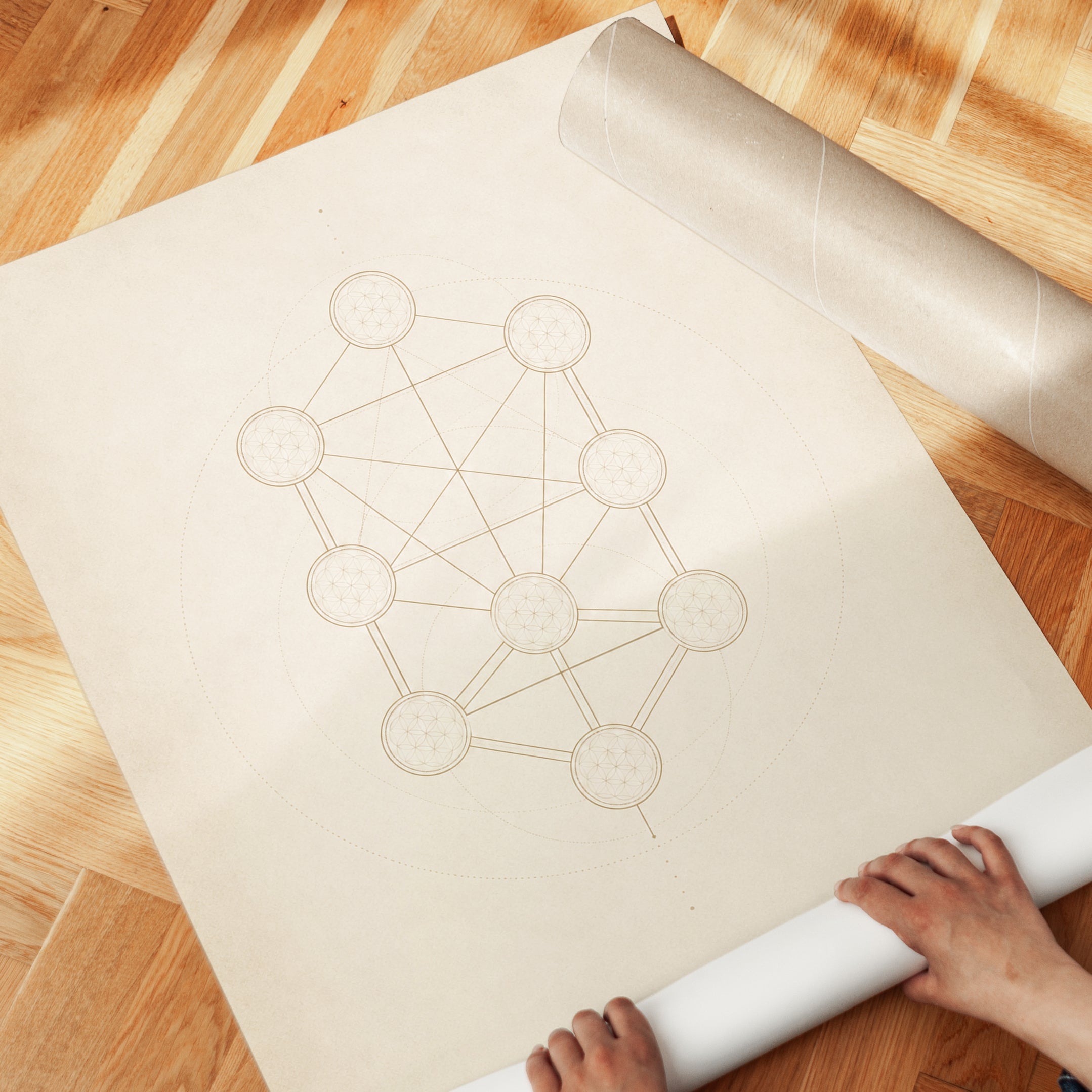 Sacred Geometry Print: Tree of Life Diagram - detail