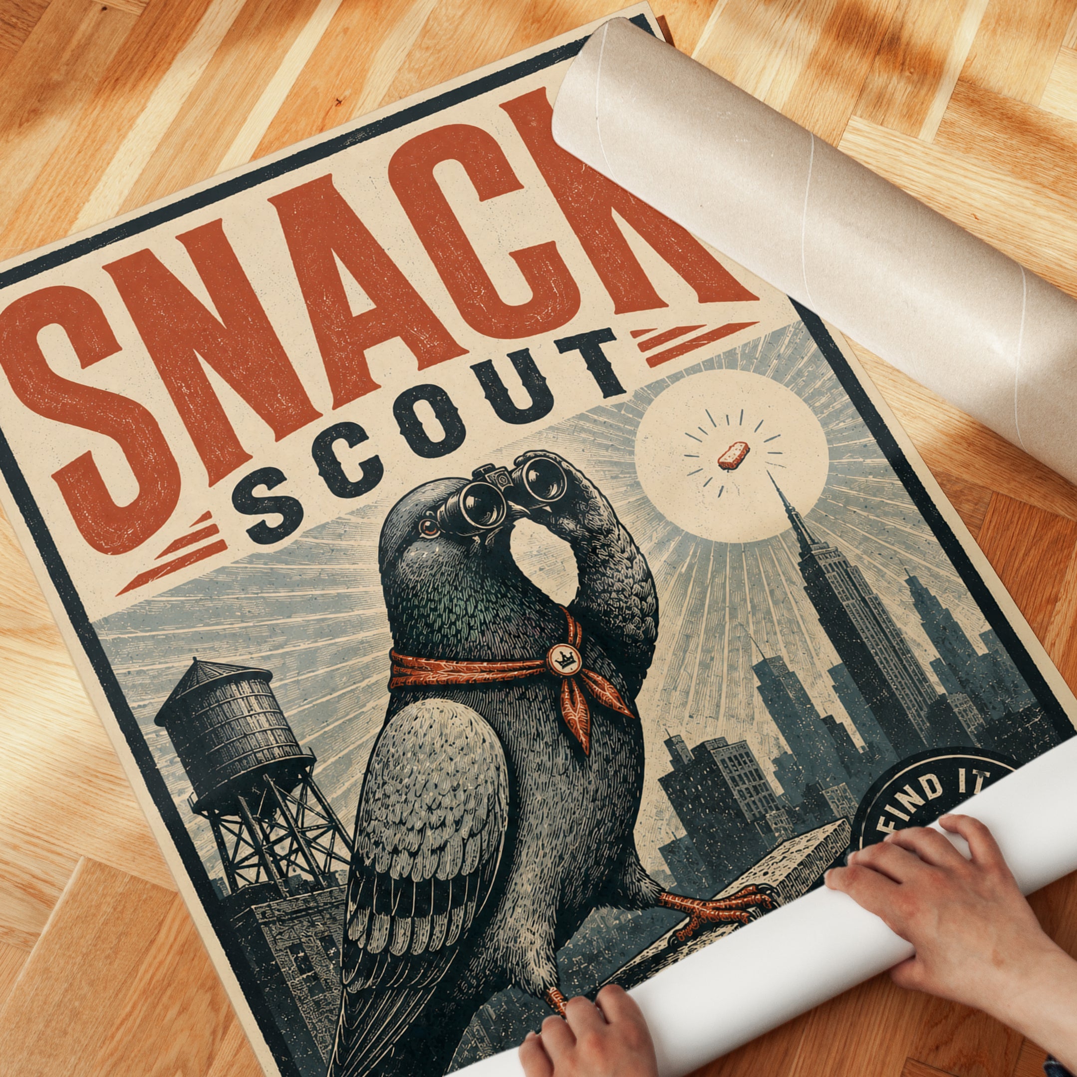 Retro Urban Pigeon Poster - detail
