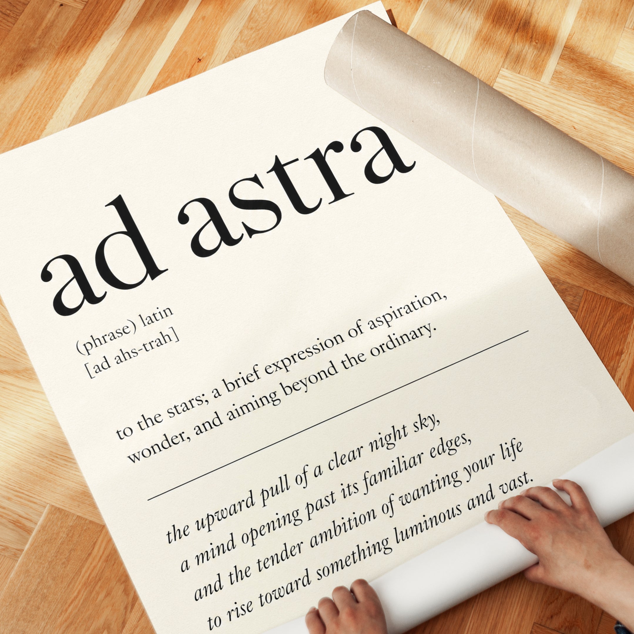 Ad Astra Latin Quote Print: Minimalist Typography Wall Art - detail