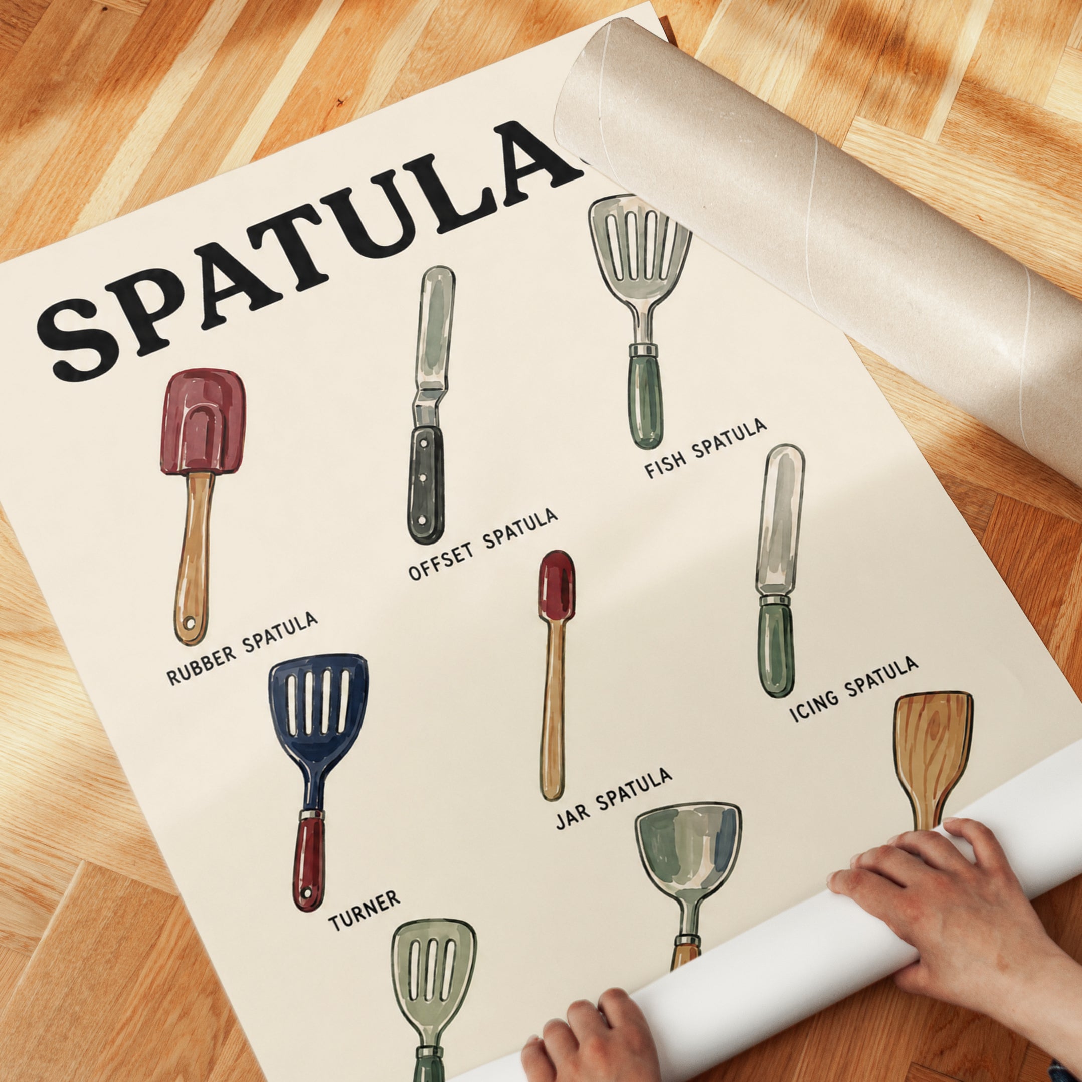 Kitchen Spatulas Print — Illustrated Guide to Cooking Utensils - detail