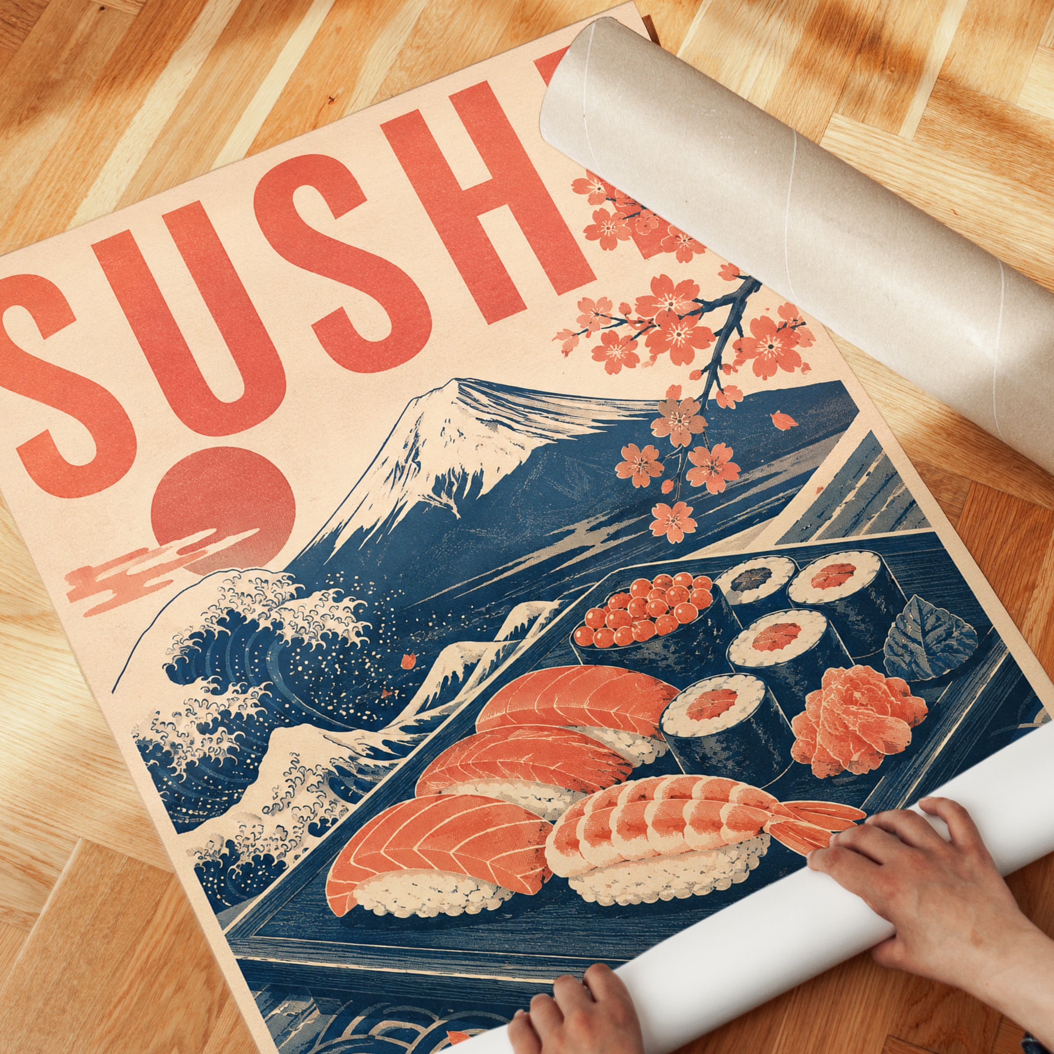 Sushi Travel Poster: Mid-Century Japan Art - detail