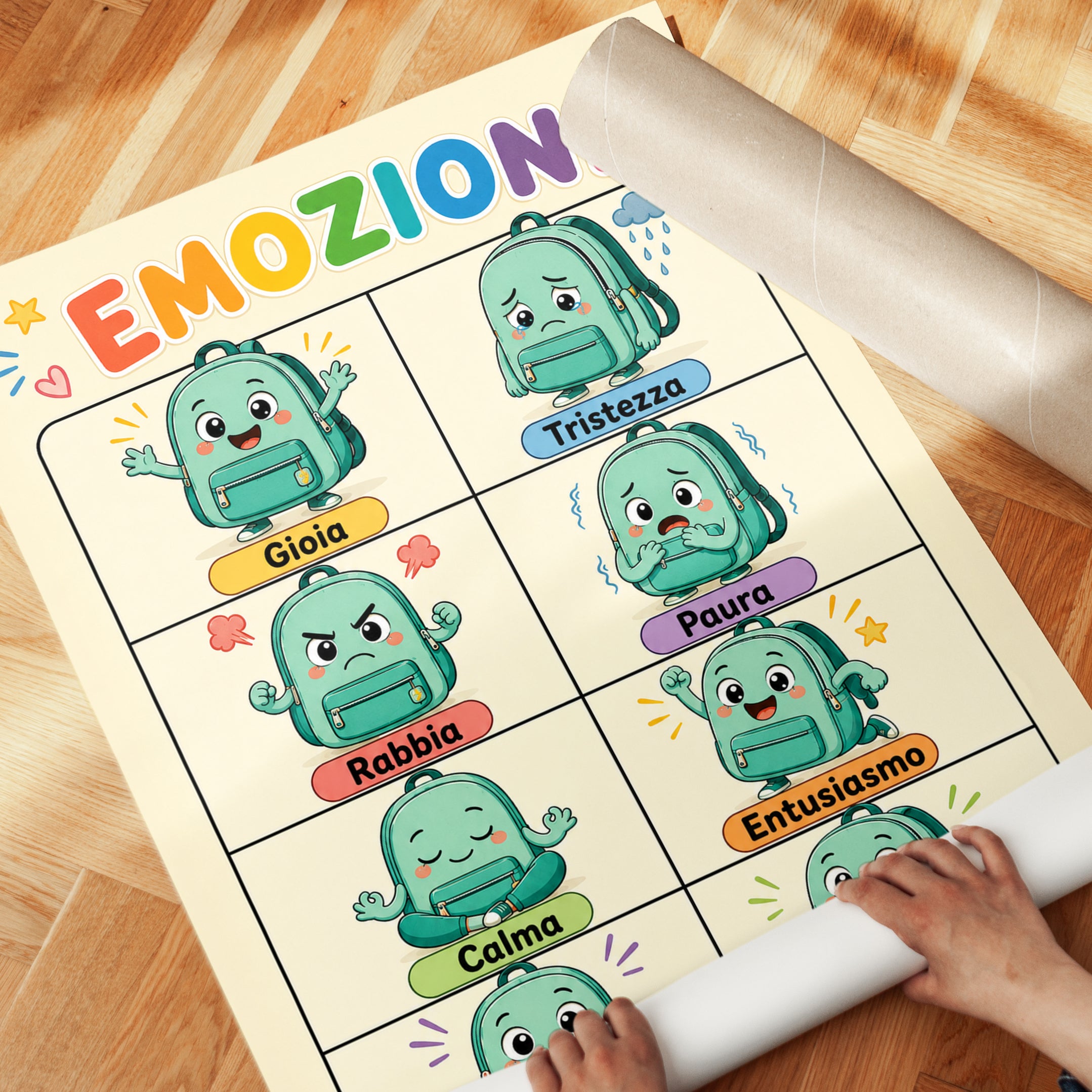 Italian Emotions Chart Print: Playful Kids Poster for Classroom & - detail
