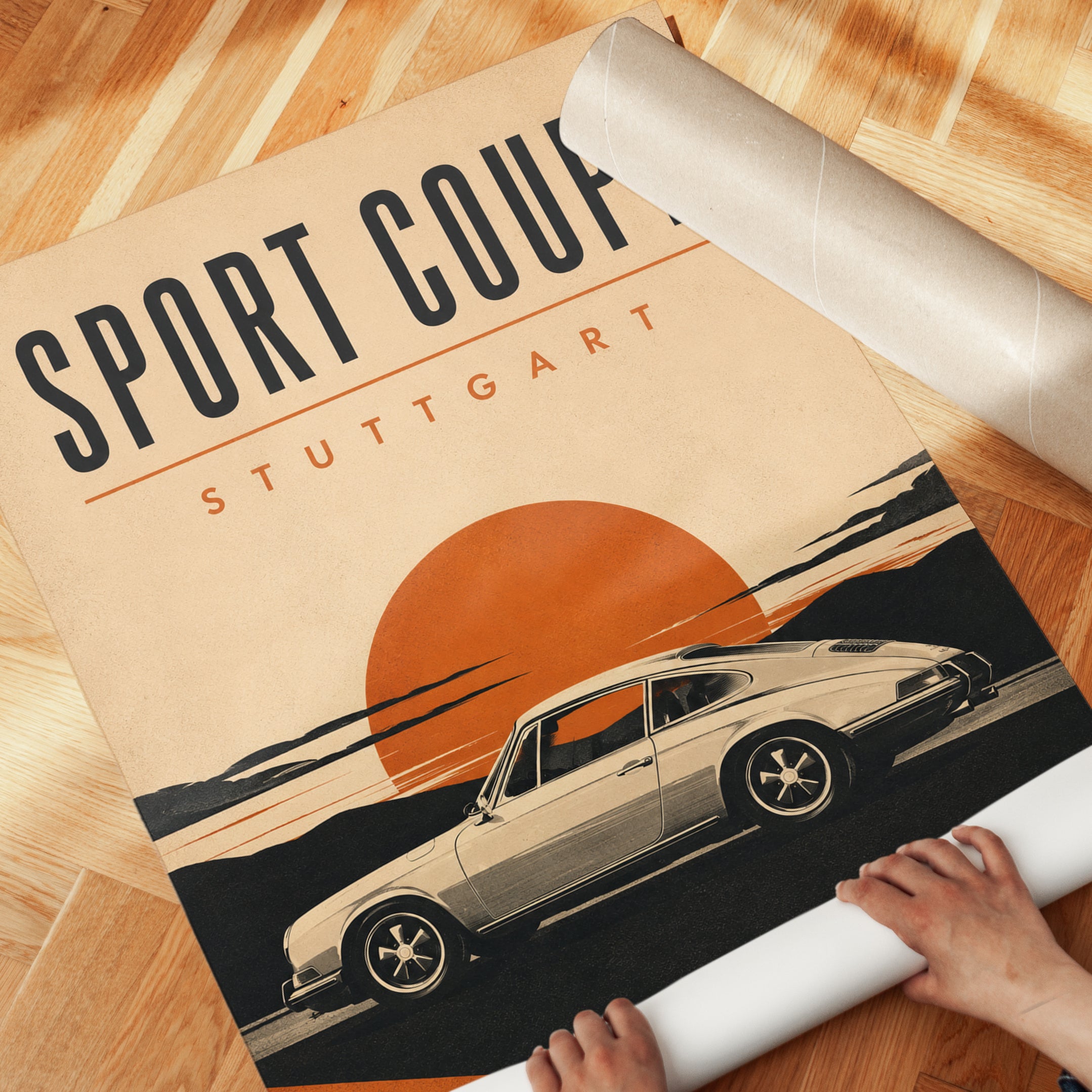 Vintage Porsche Sport Coupe Print - detail