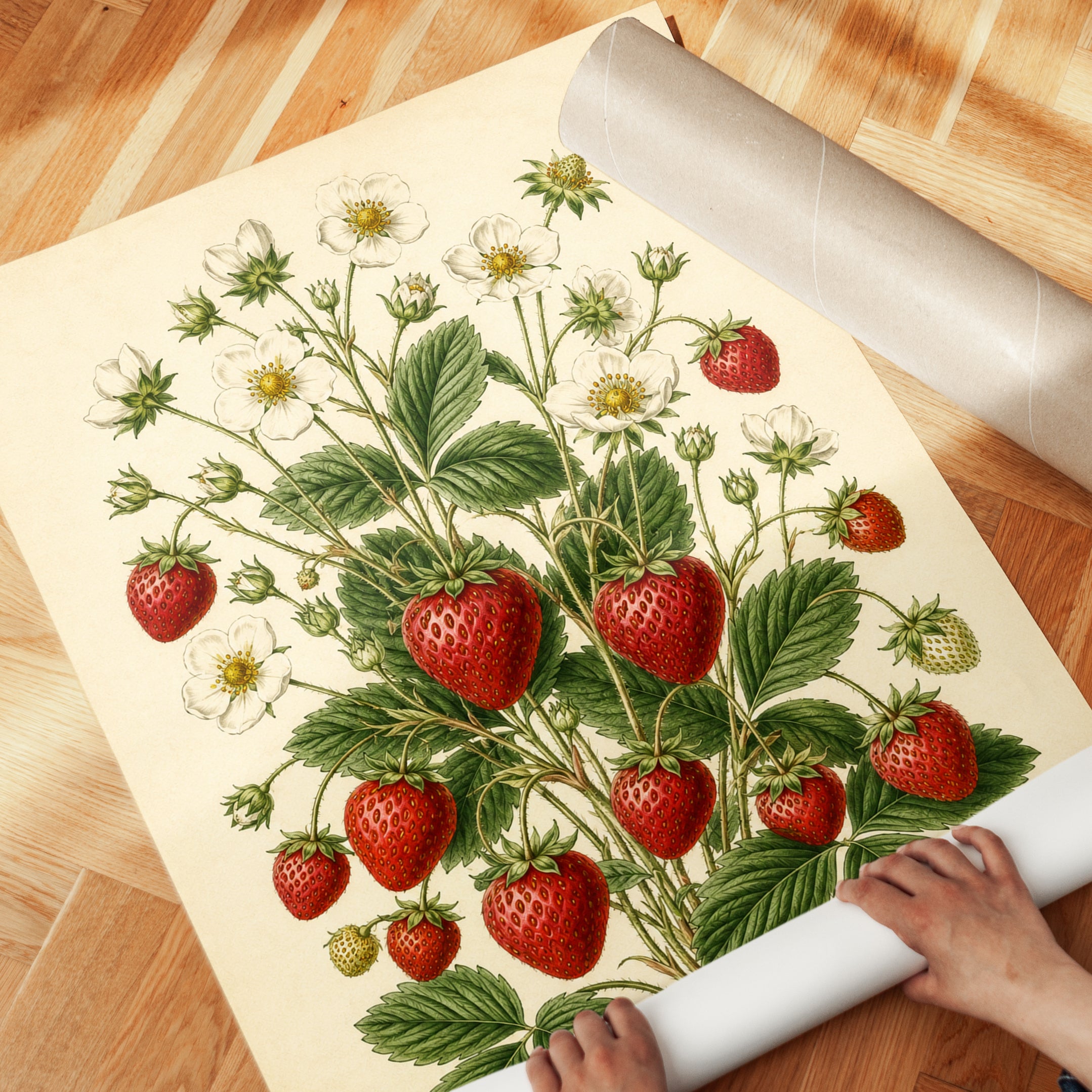 Strawberry Botanical Print — Vintage Illustration - detail