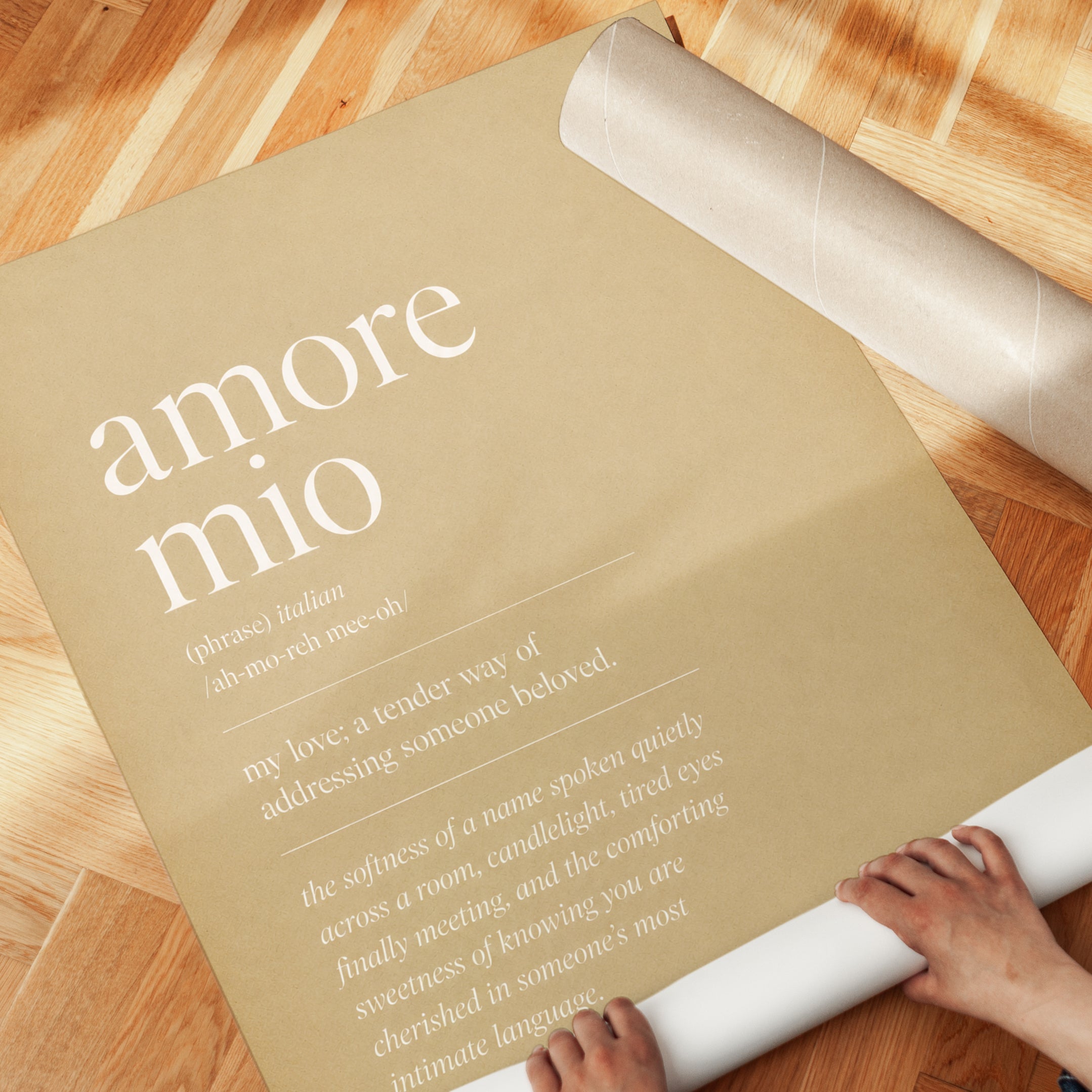 Italian Wall Art Print: Amore Mio Typography - detail