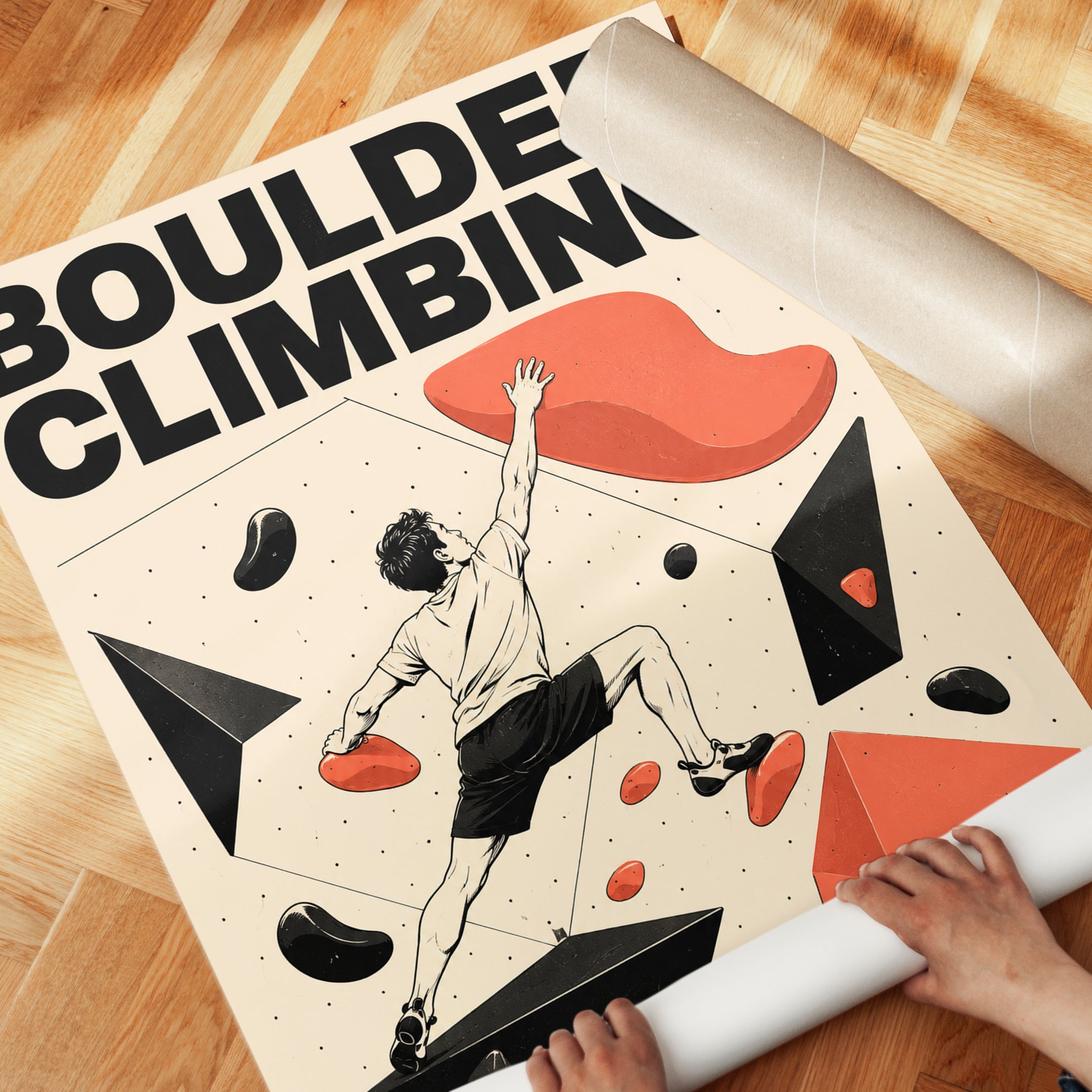 Boulder Climbing Poster – Rock Climbing Wall Art - detail
